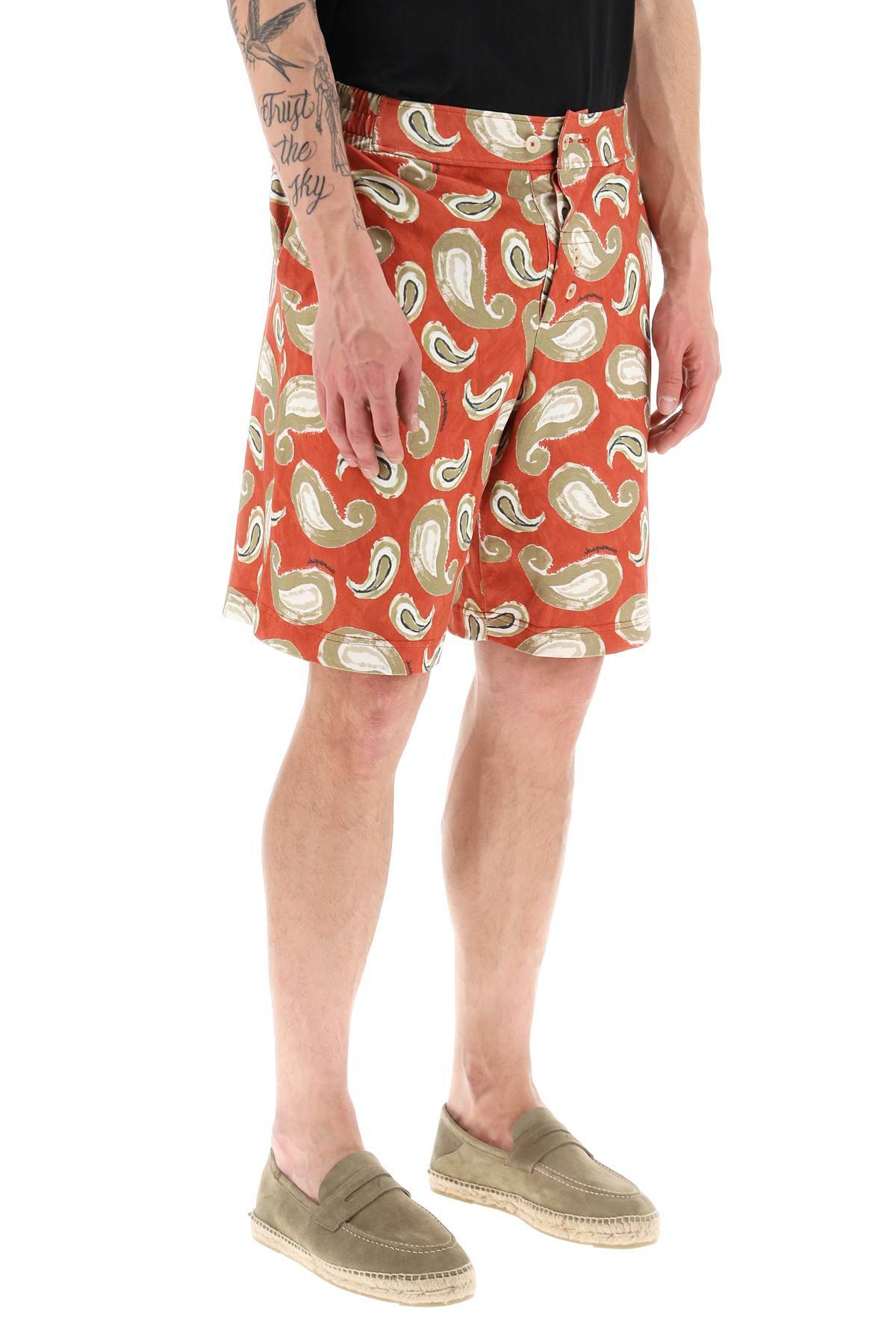 Shop Jacquemus 'le Short Pingo' Printed Shorts In Orange,khaki