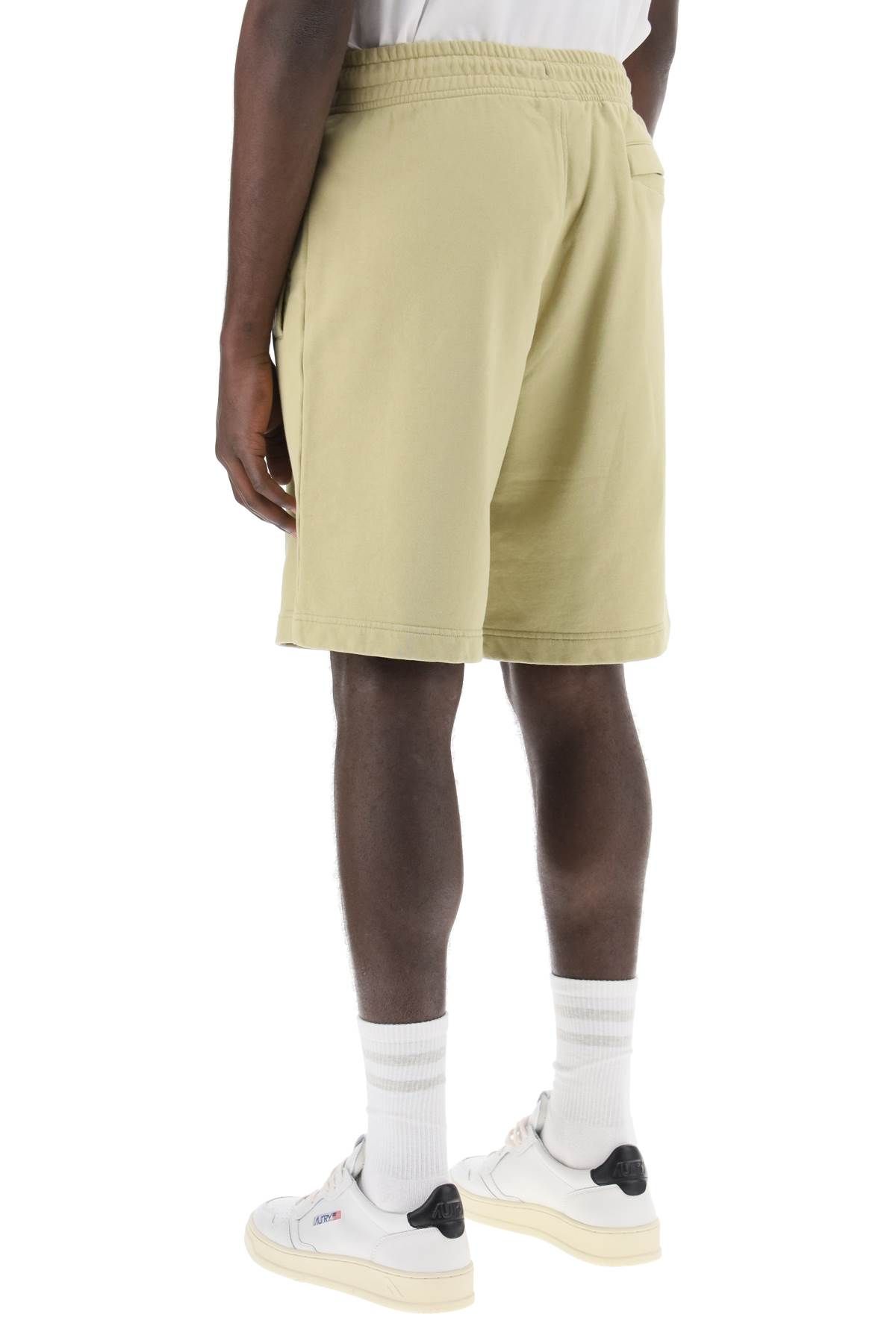 Shop Maison Kitsuné "oversized Sporty Bermuda Shorts With Bold In Neutro,khaki