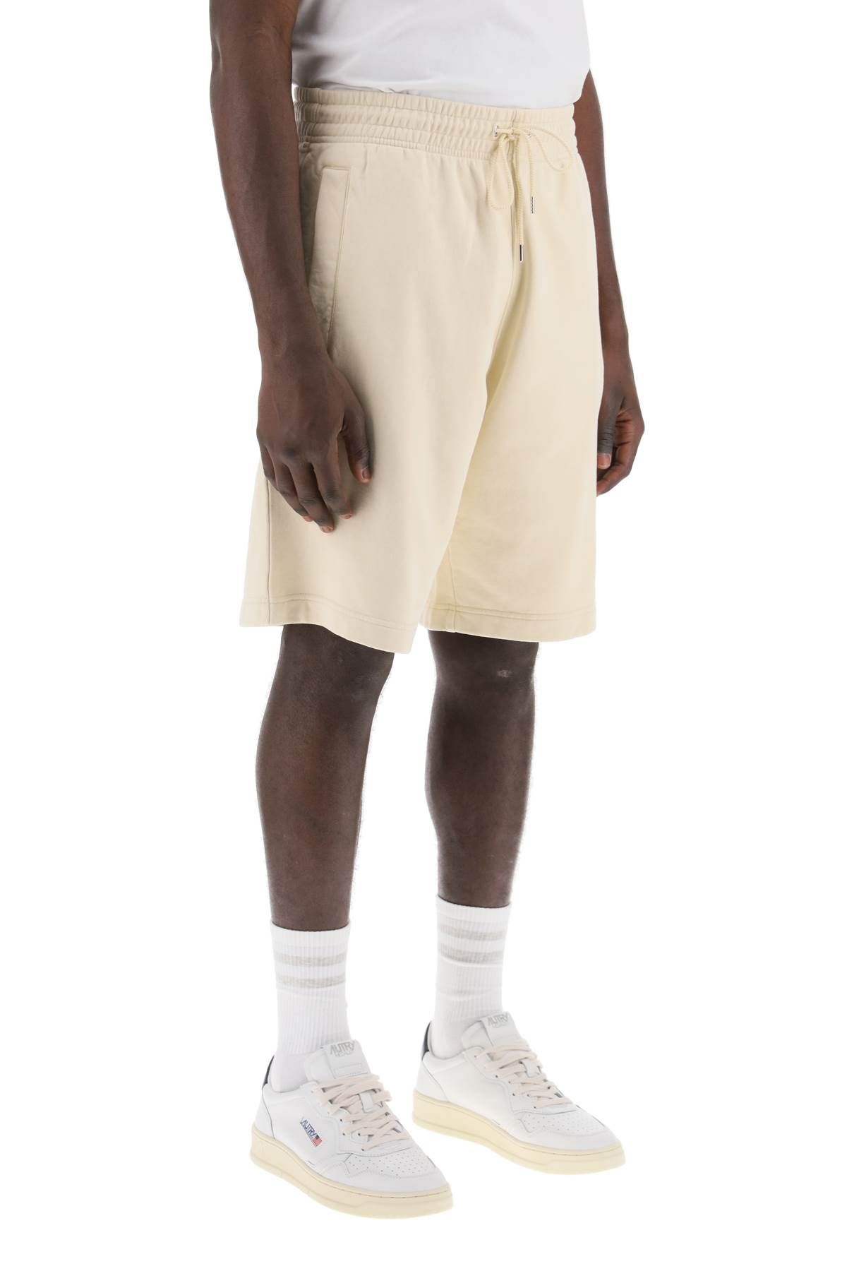Shop Maison Kitsuné "oversized Sporty Bermuda Shorts With Bold In Neutro