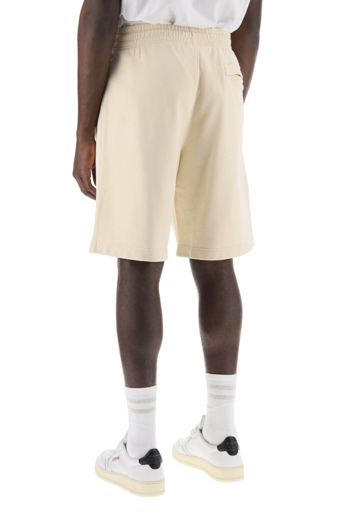 Shop Maison Kitsuné "oversized Sporty Bermuda Shorts With Bold In Neutro