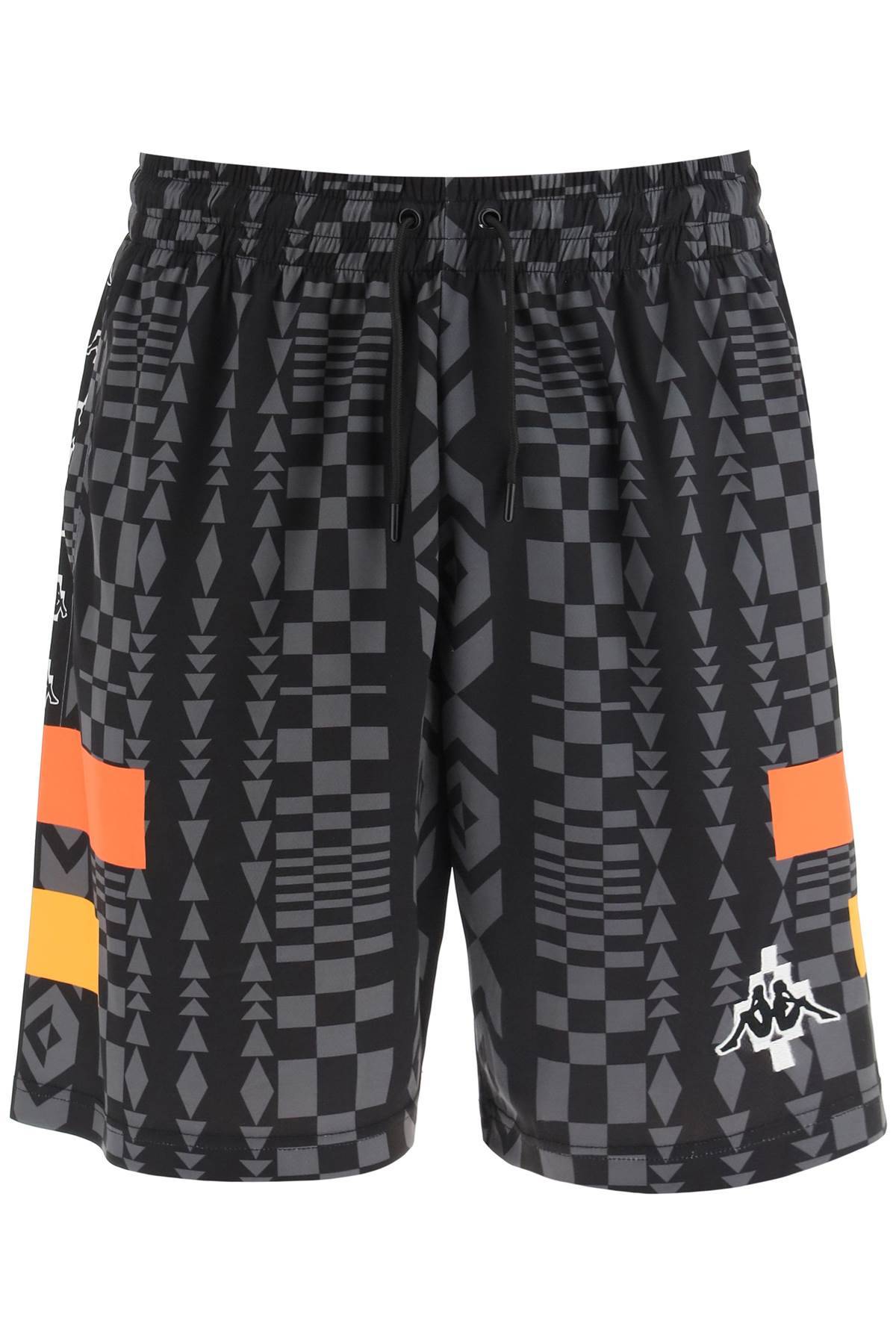 Shop Marcelo Burlon County Of Milan Aop Folk Kappa Soccer Shorts In Grey,black
