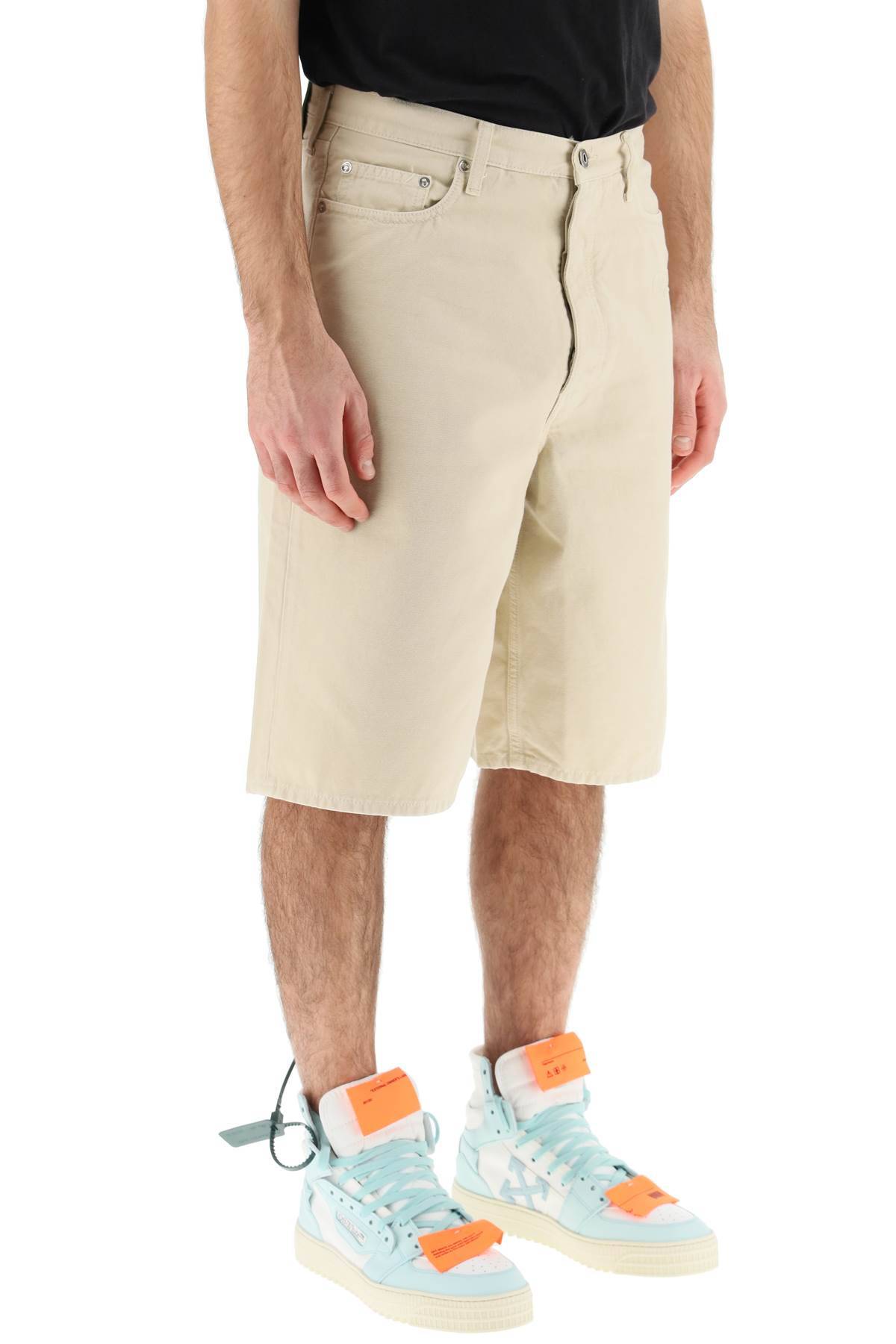 Shop Off-white Cotton Utility Bermuda Shorts In Beige