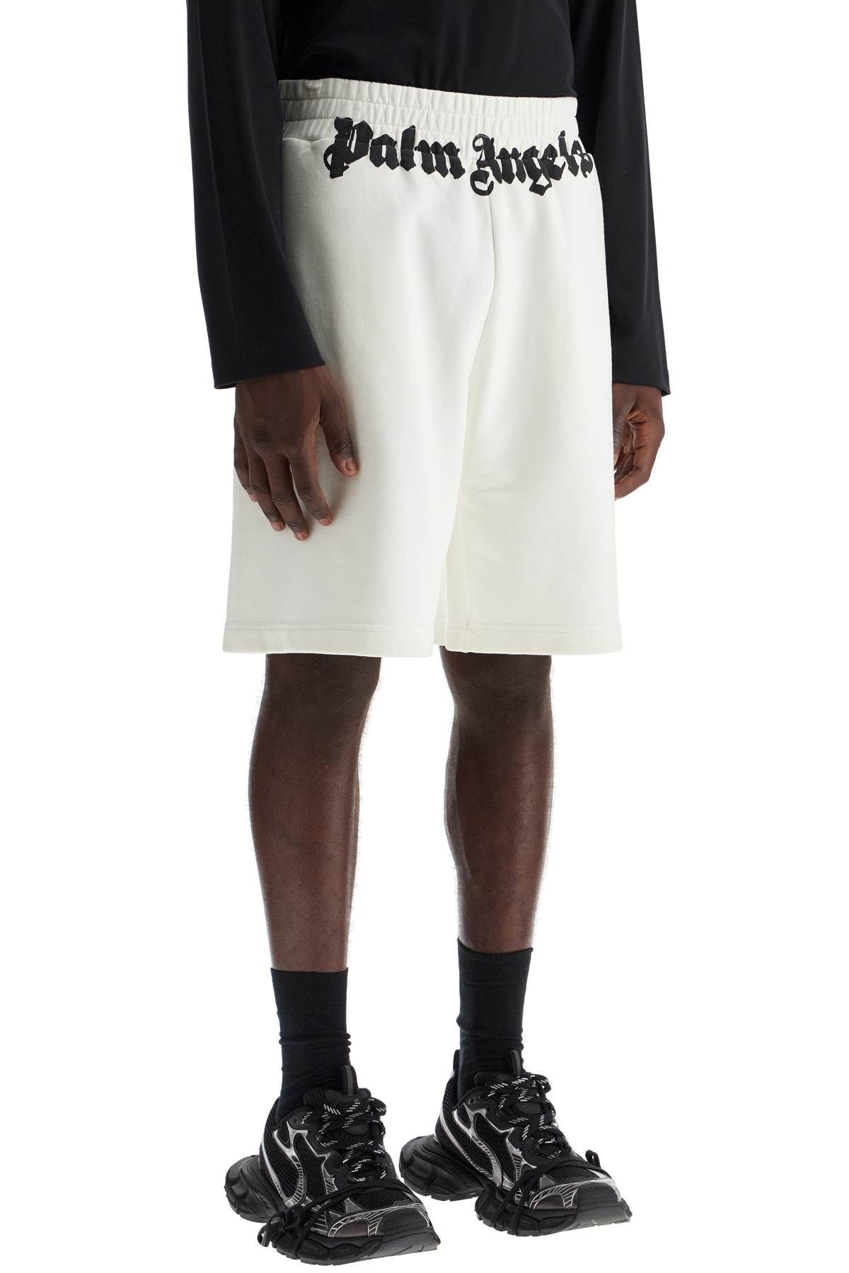 Shop Palm Angels Sporty Bermuda Shorts With Logo Print In White