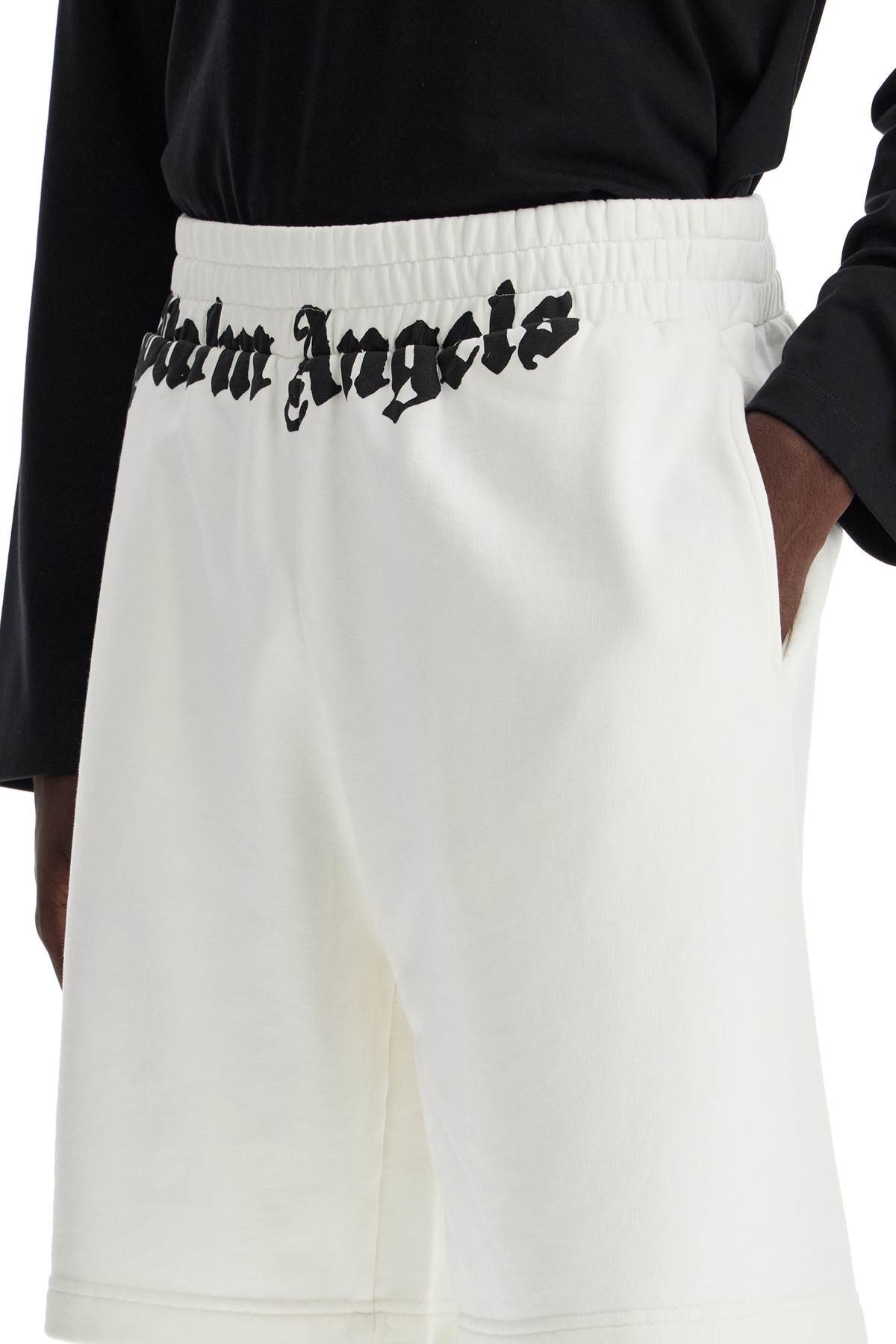 Shop Palm Angels Sporty Bermuda Shorts With Logo Print In White