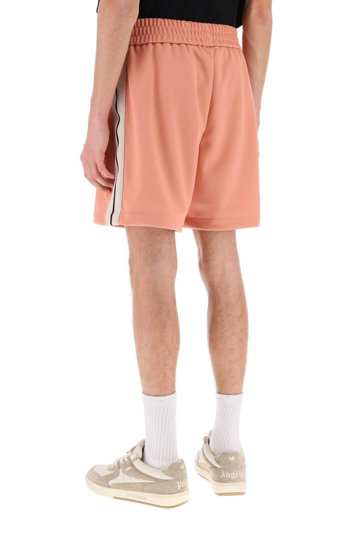 Shop Palm Angels Sweatshorts With Side Bands In Pink