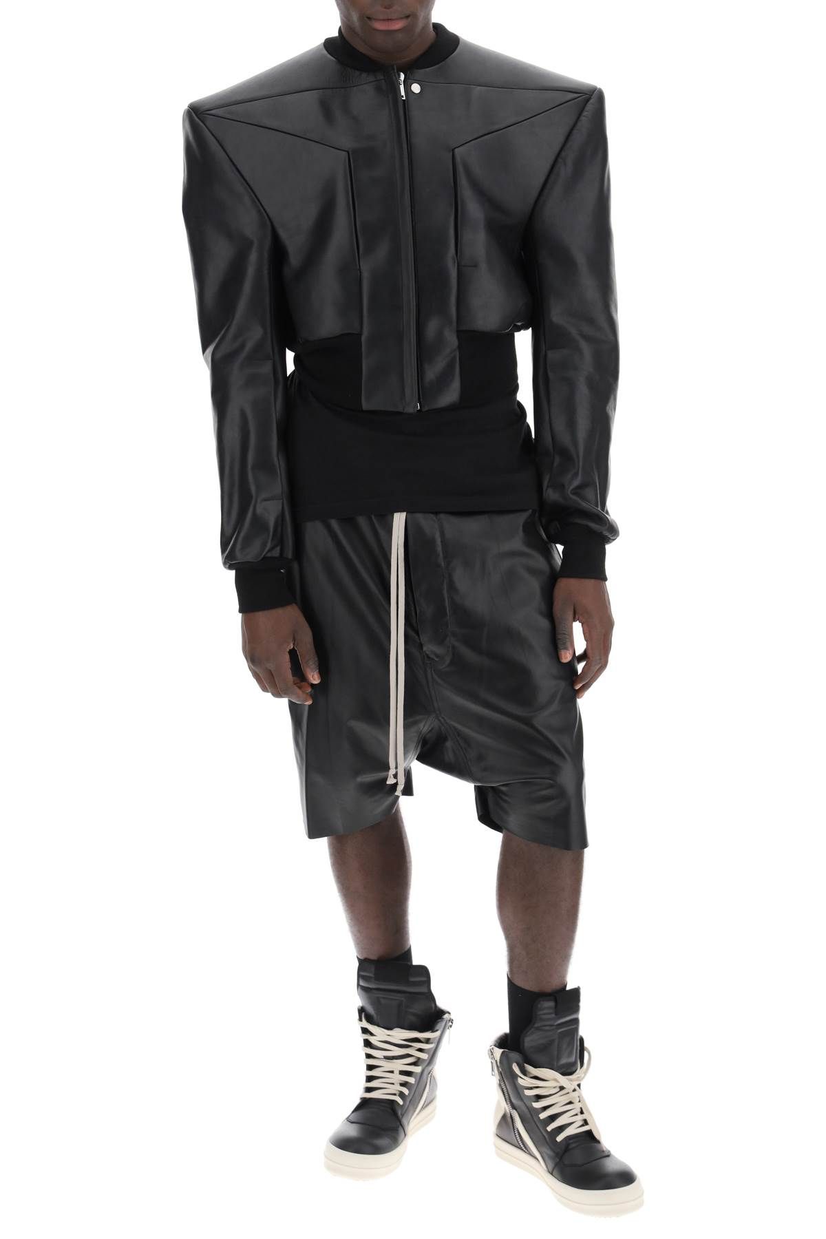 Shop Rick Owens Leather Bermuda Shorts For In Black