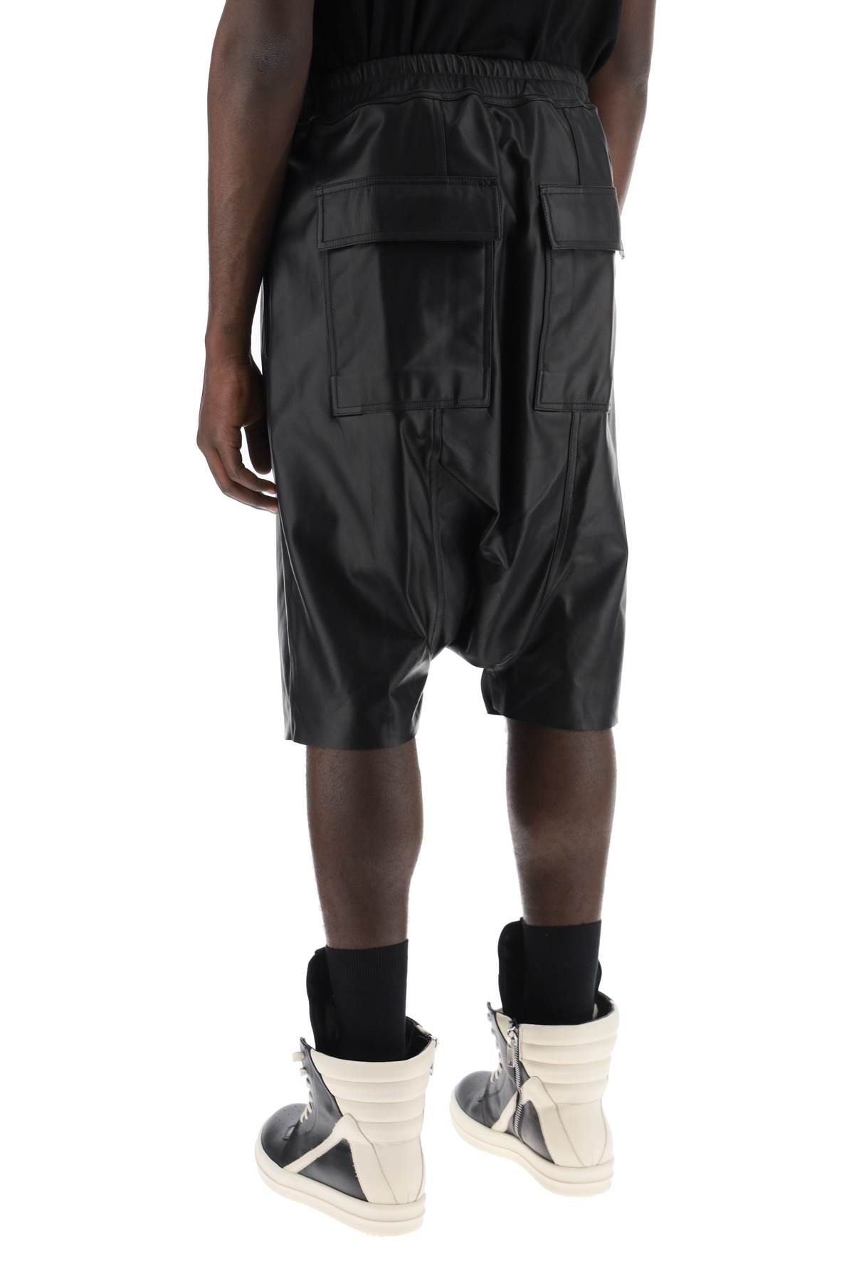 Shop Rick Owens Leather Bermuda Shorts For In Black