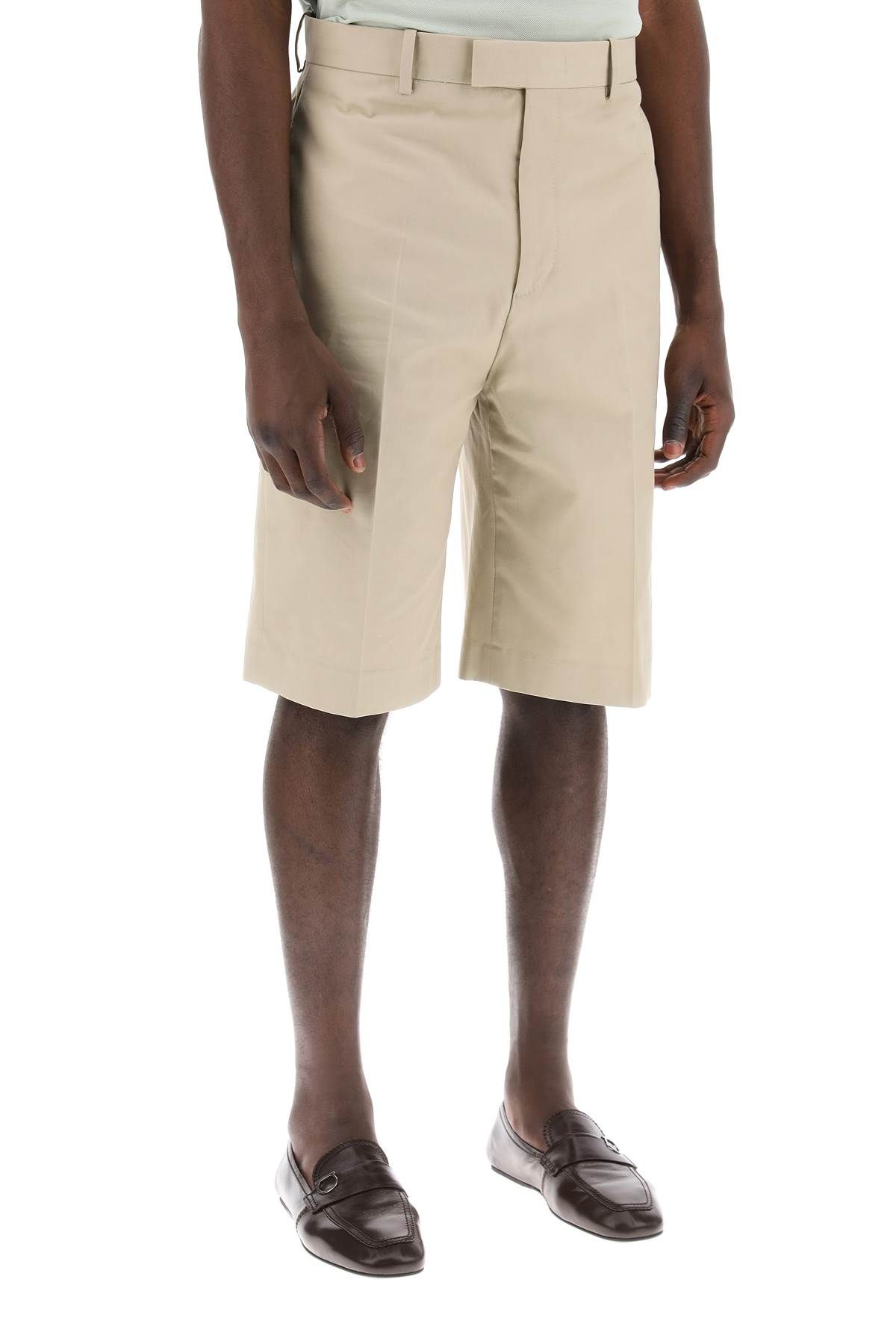 Shop Ferragamo Tailored Canvas Bermuda Shorts In Beige