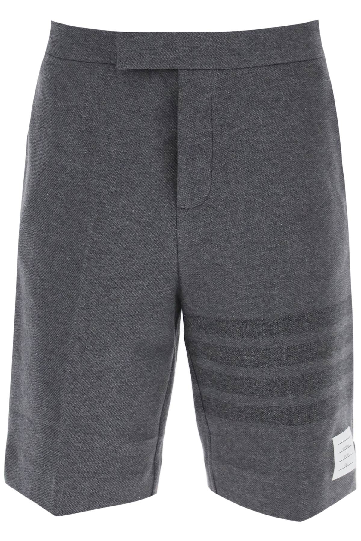 Shop Thom Browne Shorts With 4-bar Motif In Grey