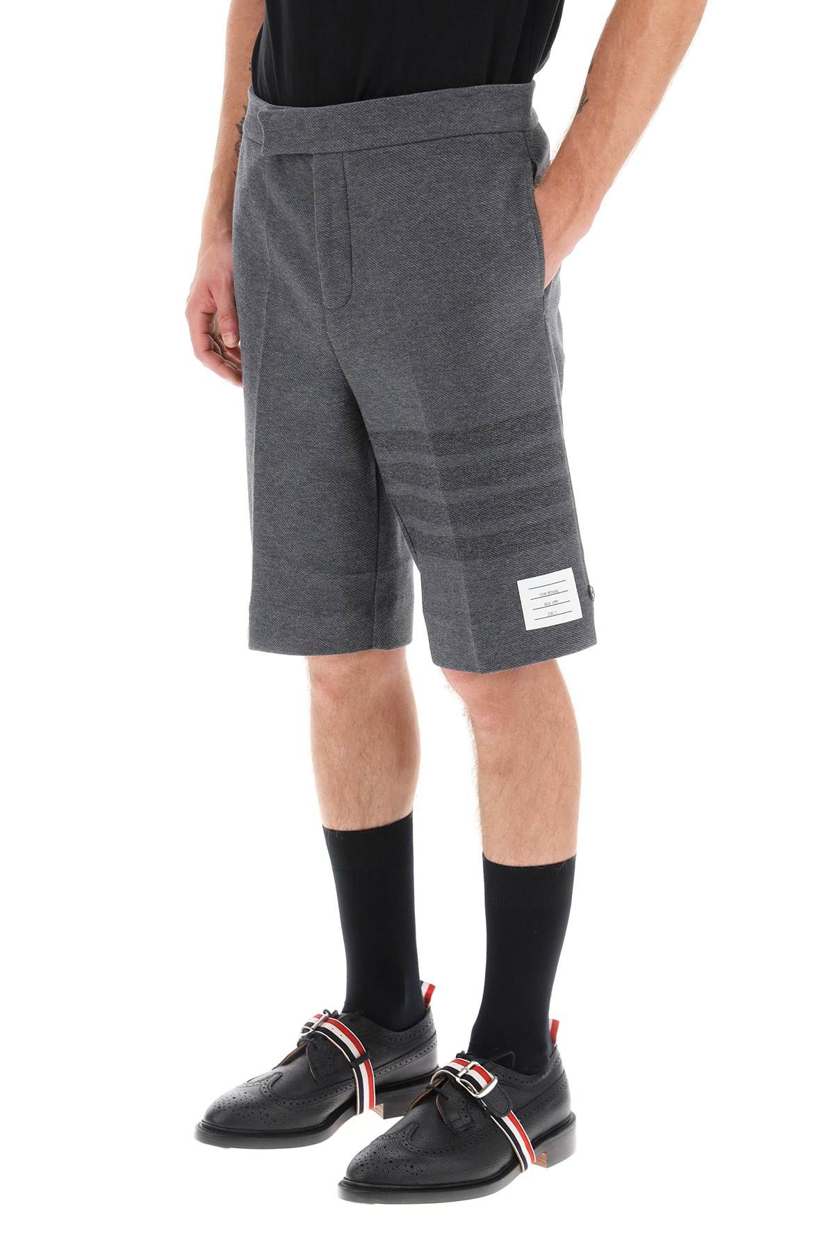 Shop Thom Browne Shorts With 4-bar Motif In Grey