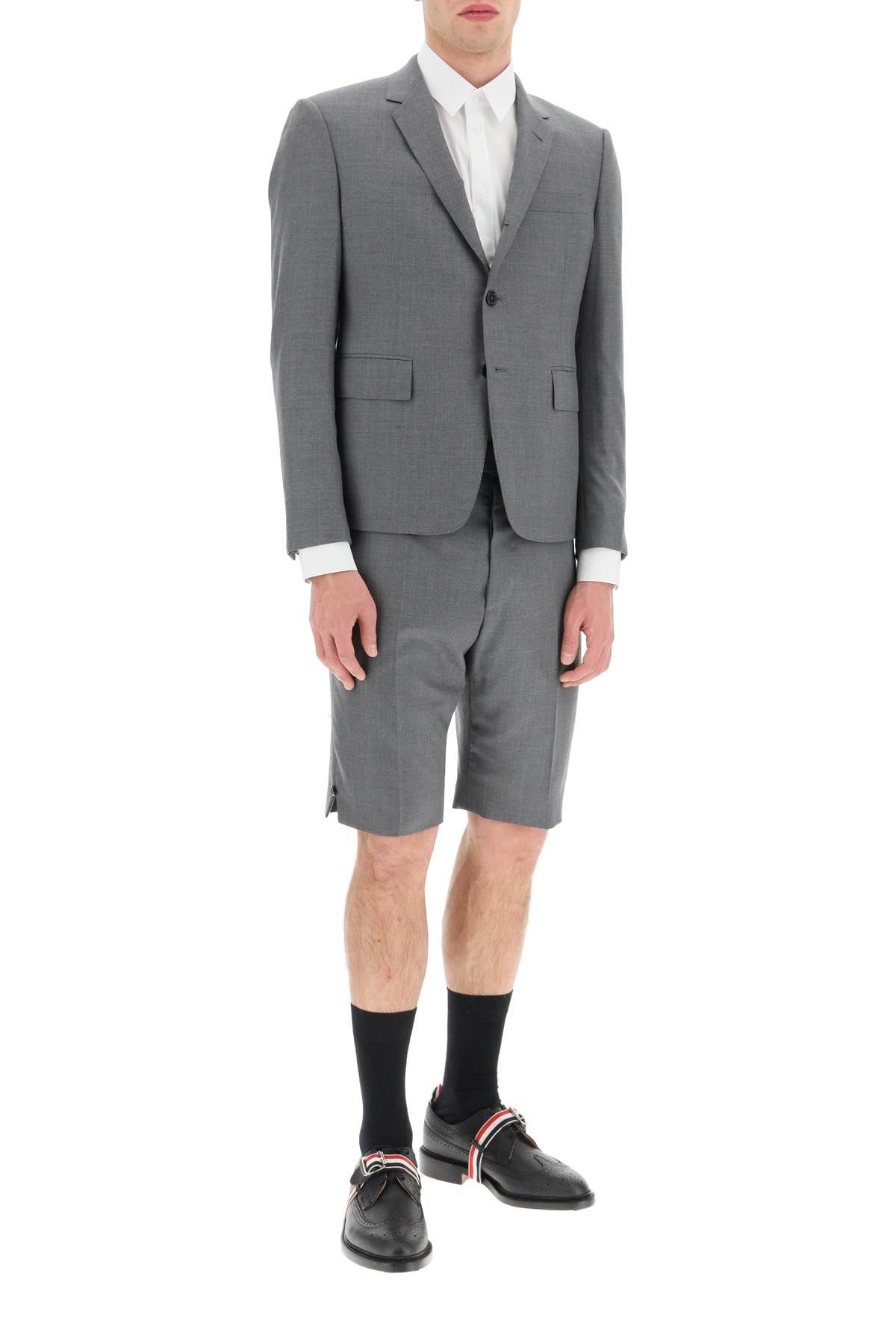 Shop Thom Browne Super 120's Wool Shorts With Back Strap In Grey