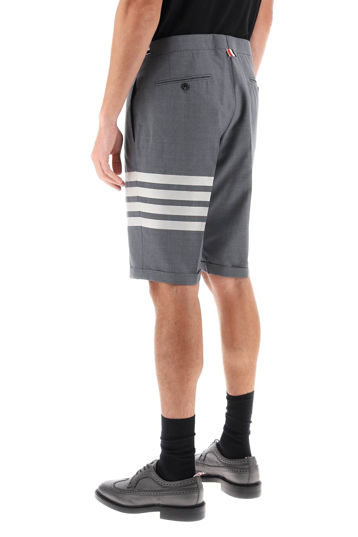 Shop Thom Browne 4-bar Shorts In Light Wool In Grey
