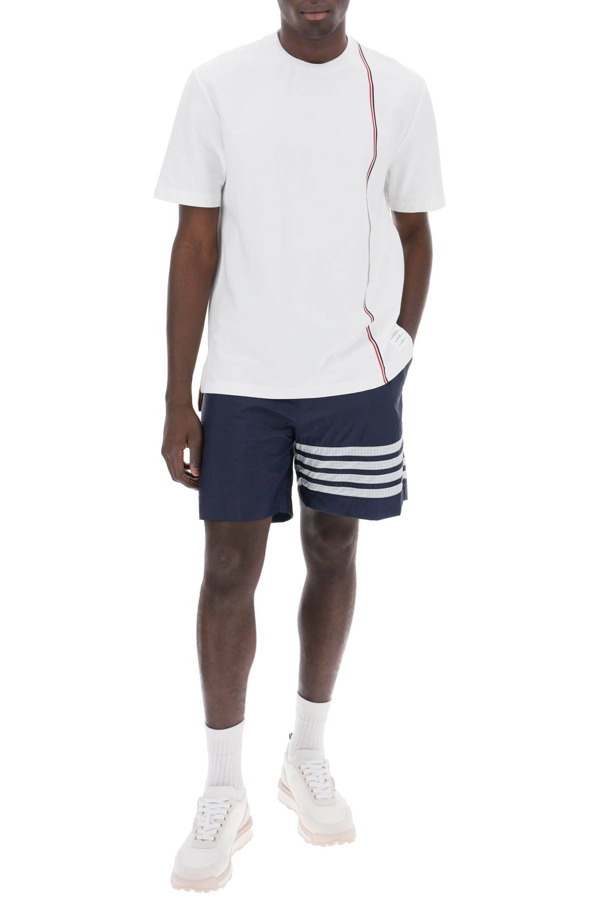 Shop Thom Browne 4-bar Shorts In Ultra-light Ripstop In Blue