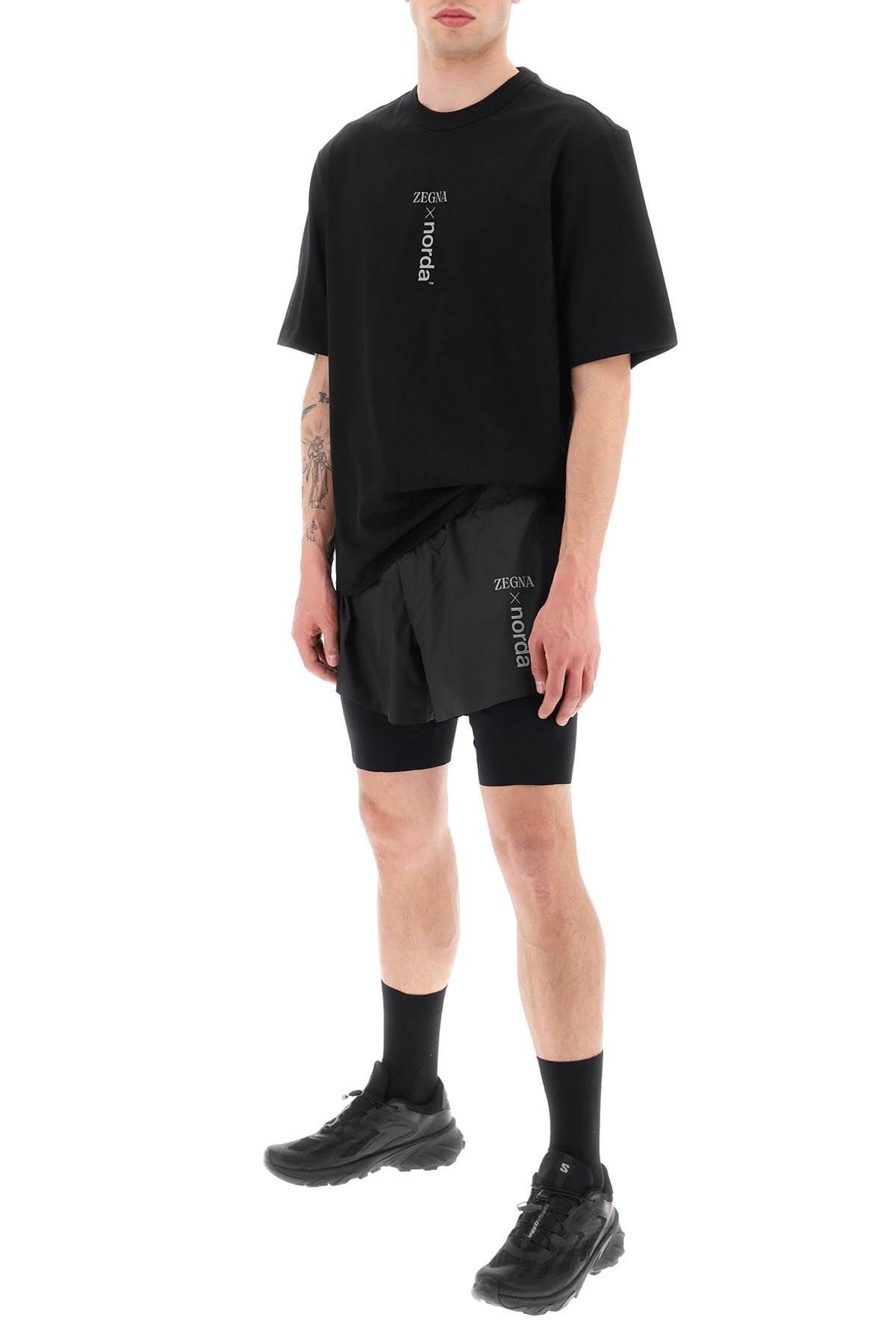 Shop Zegna Running Techno Shorts In Black