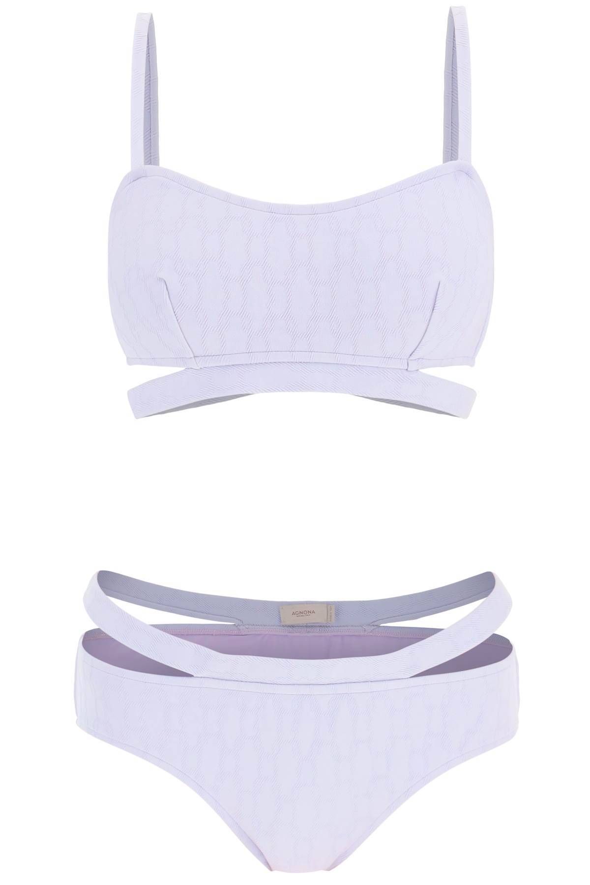 Shop Agnona Chain Logo Set Bikini In Purple