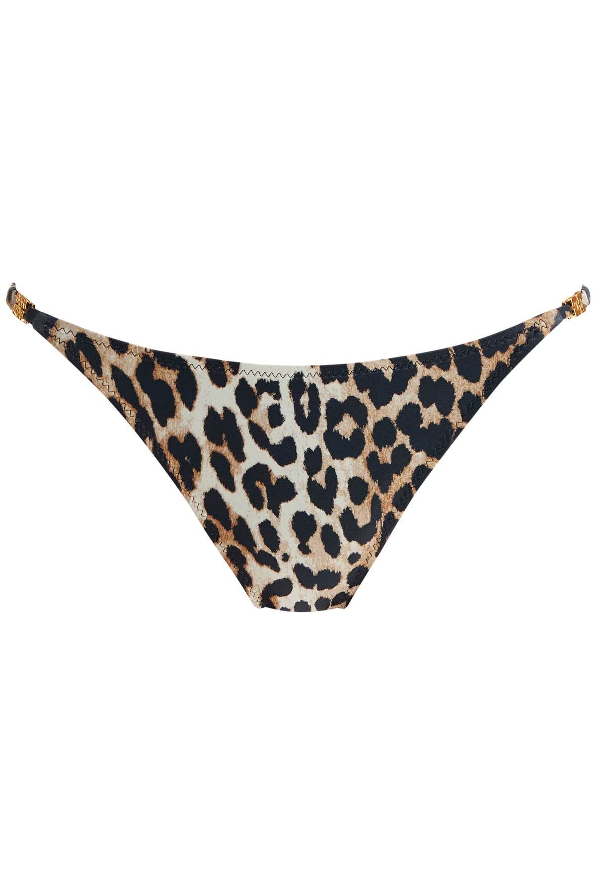 Shop Ganni Leopard Print Bikini Briefs In Beige