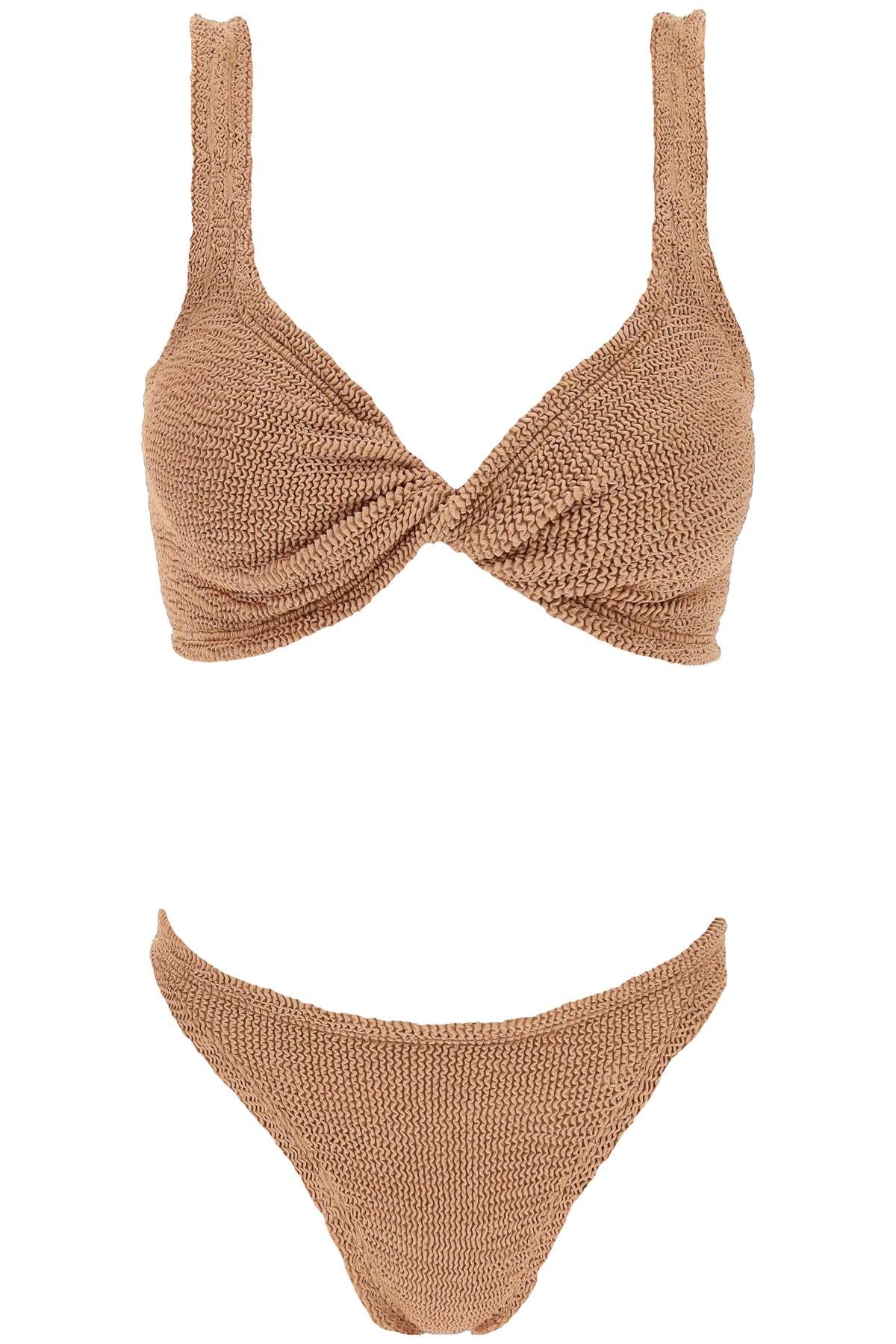 Shop Hunza G Juno Metallic-effect Bikini Set In Brown