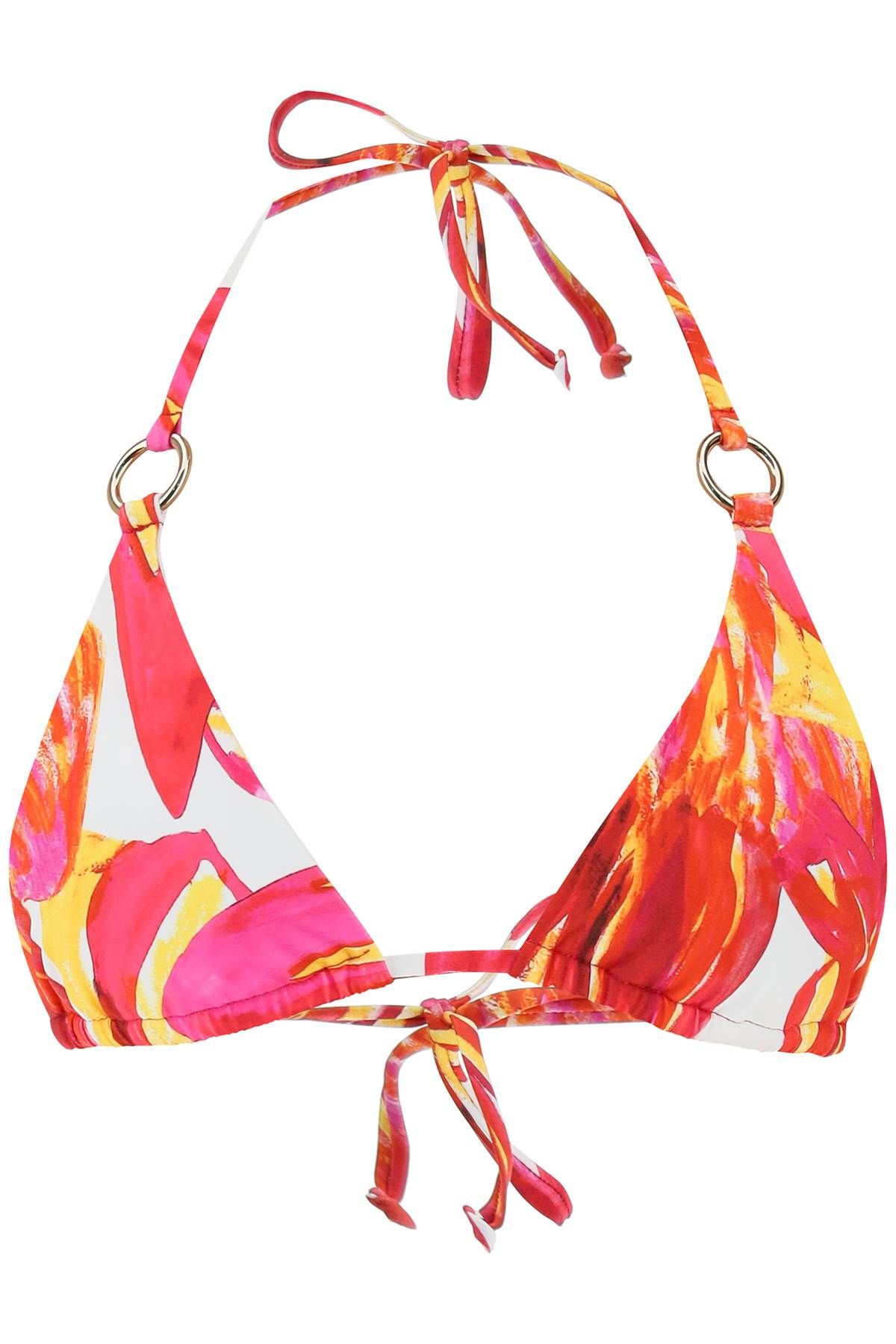 Shop Louisa Ballou Bikini Top With Rings In Multicolor