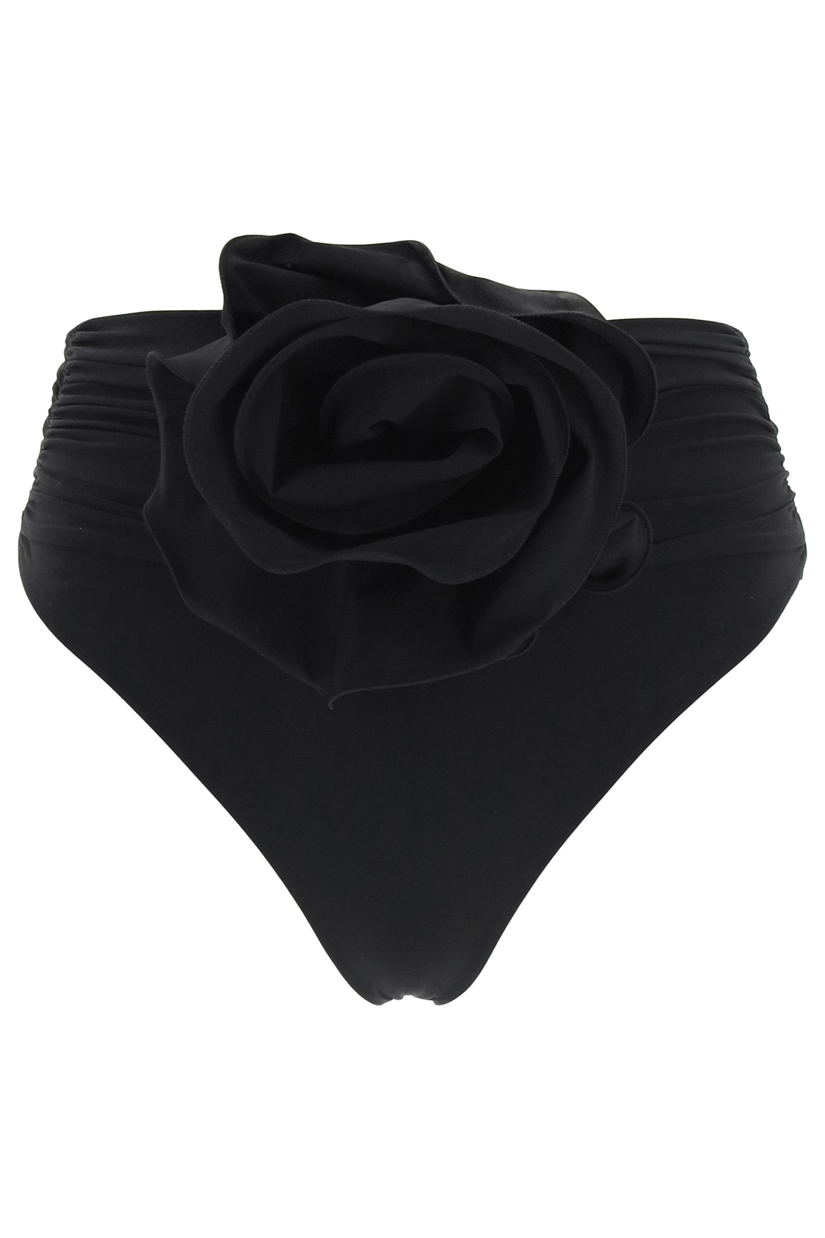Shop Magda Butrym High-waisted Bikini Briefs With Flower Clip In Black