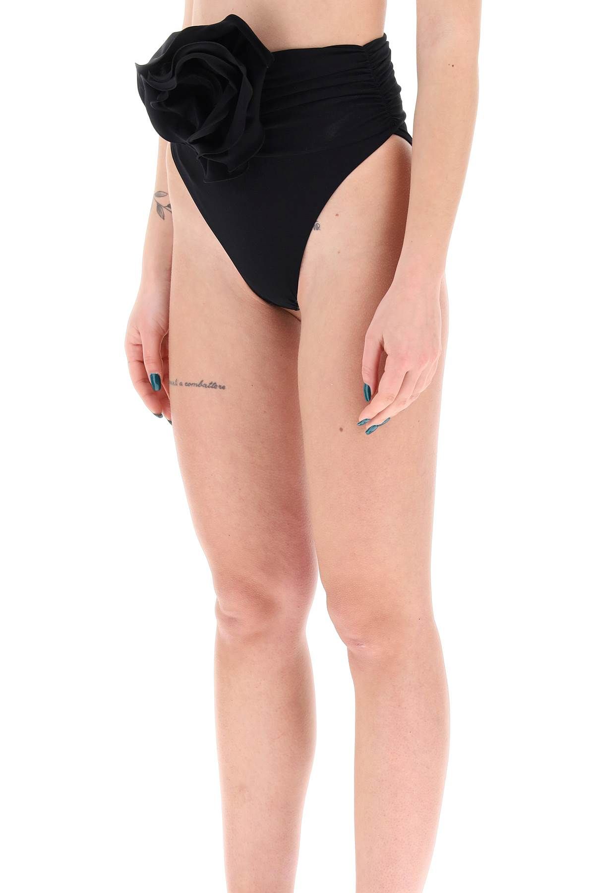 Shop Magda Butrym High-waisted Bikini Briefs With Flower Clip In Black