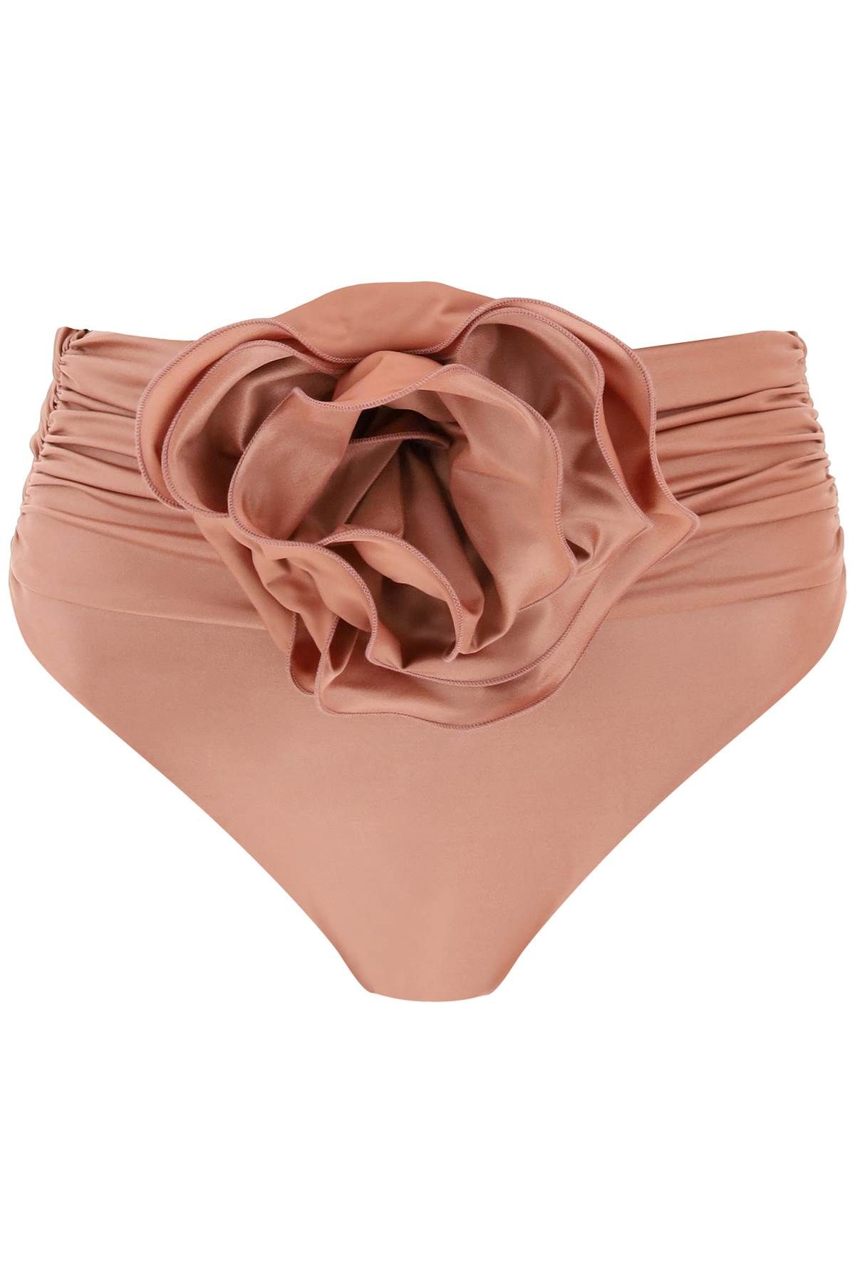 Shop Magda Butrym High-waisted Bikini Briefs With Flower Clip In Metallic