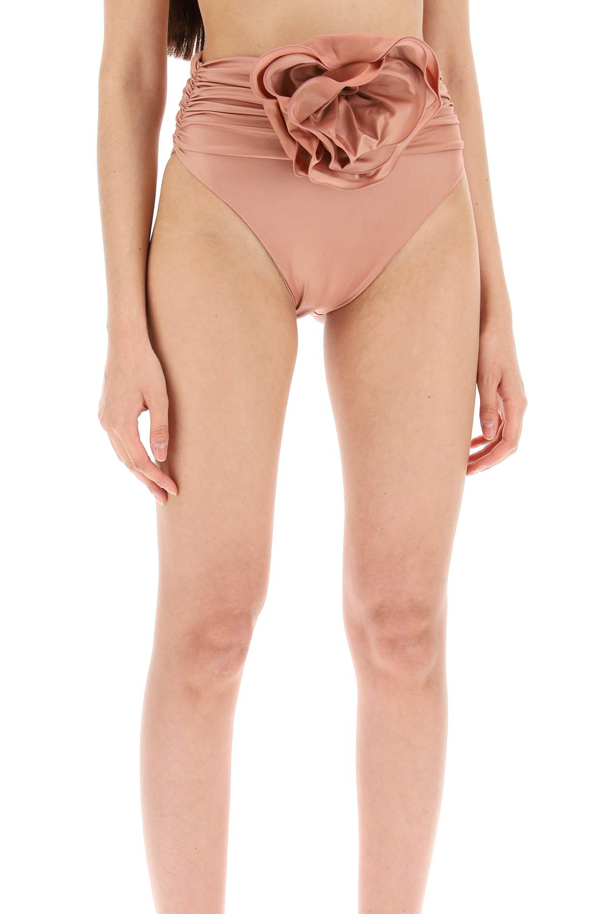 Shop Magda Butrym High-waisted Bikini Briefs With Flower Clip In Metallic