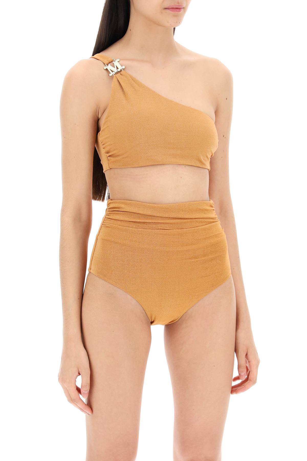 Shop Max Mara One-shoulder Bikini Top In Jersey And In Orange