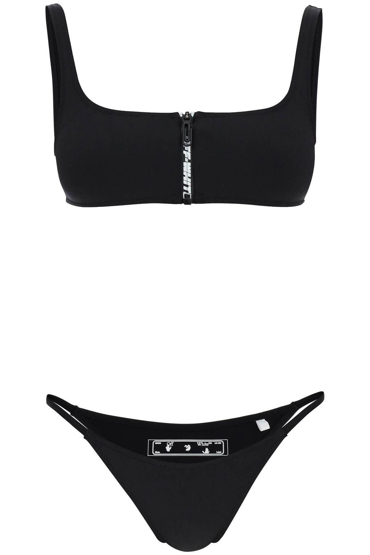 Shop Off-white Bikini Set With Zip And Logo In Black