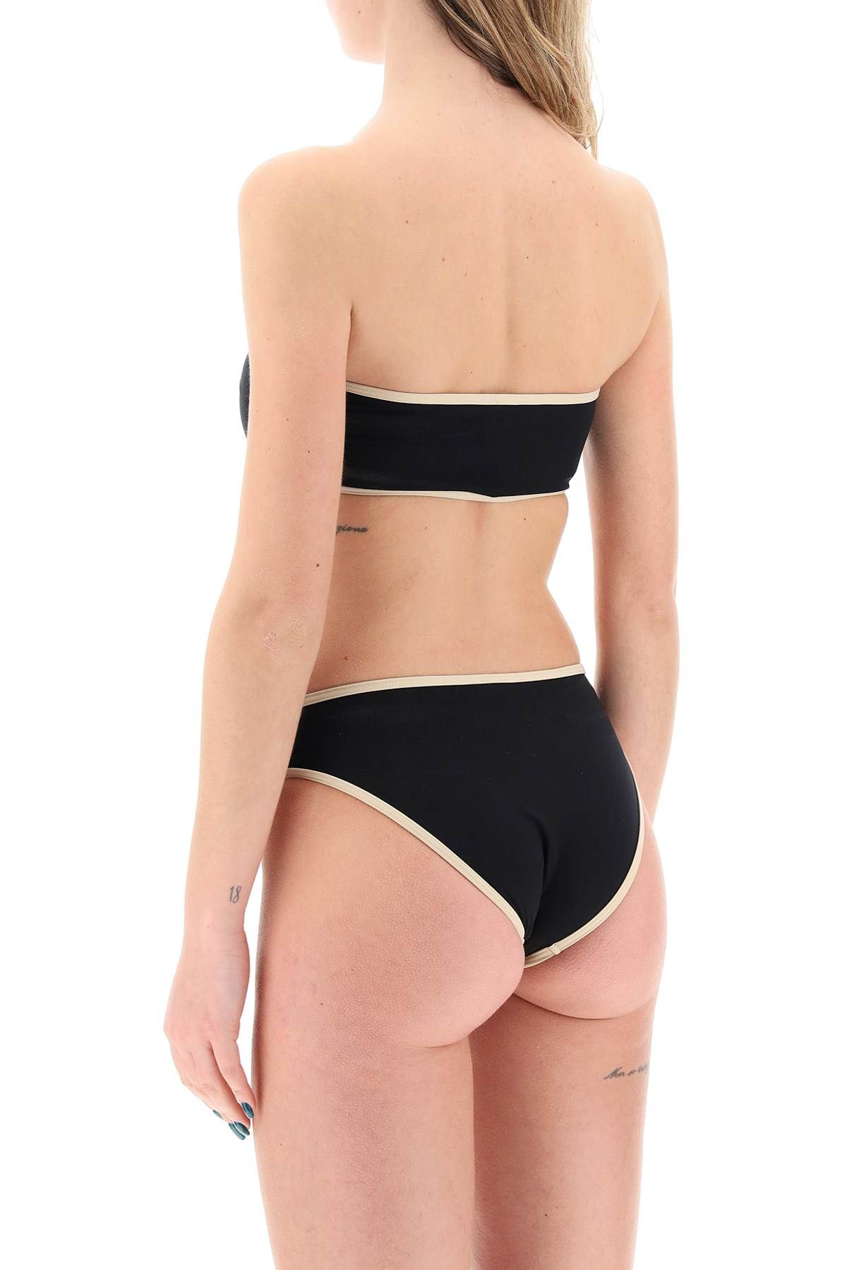 Shop Totême Strapless Bikini Top With Contrasting Edges In Black