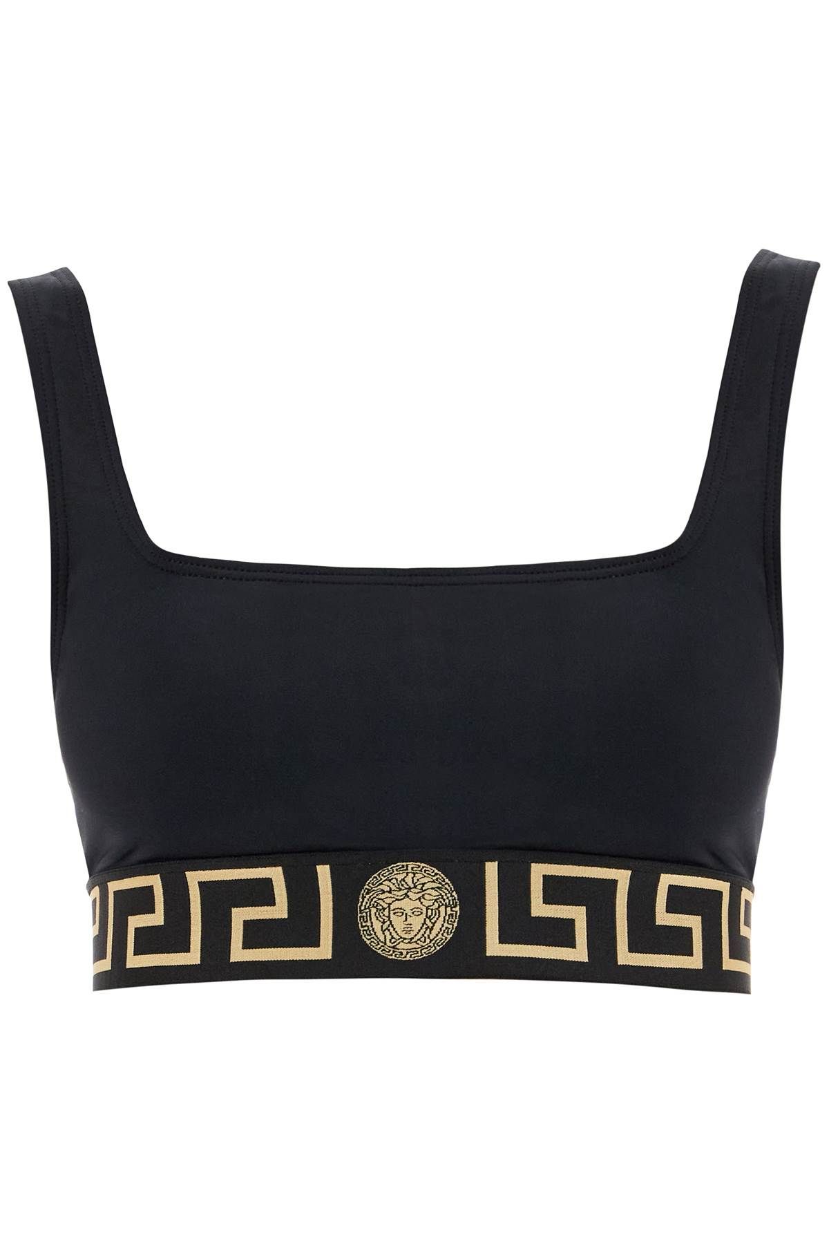 Shop Versace "top Bikini With Greek Border Trim In Black