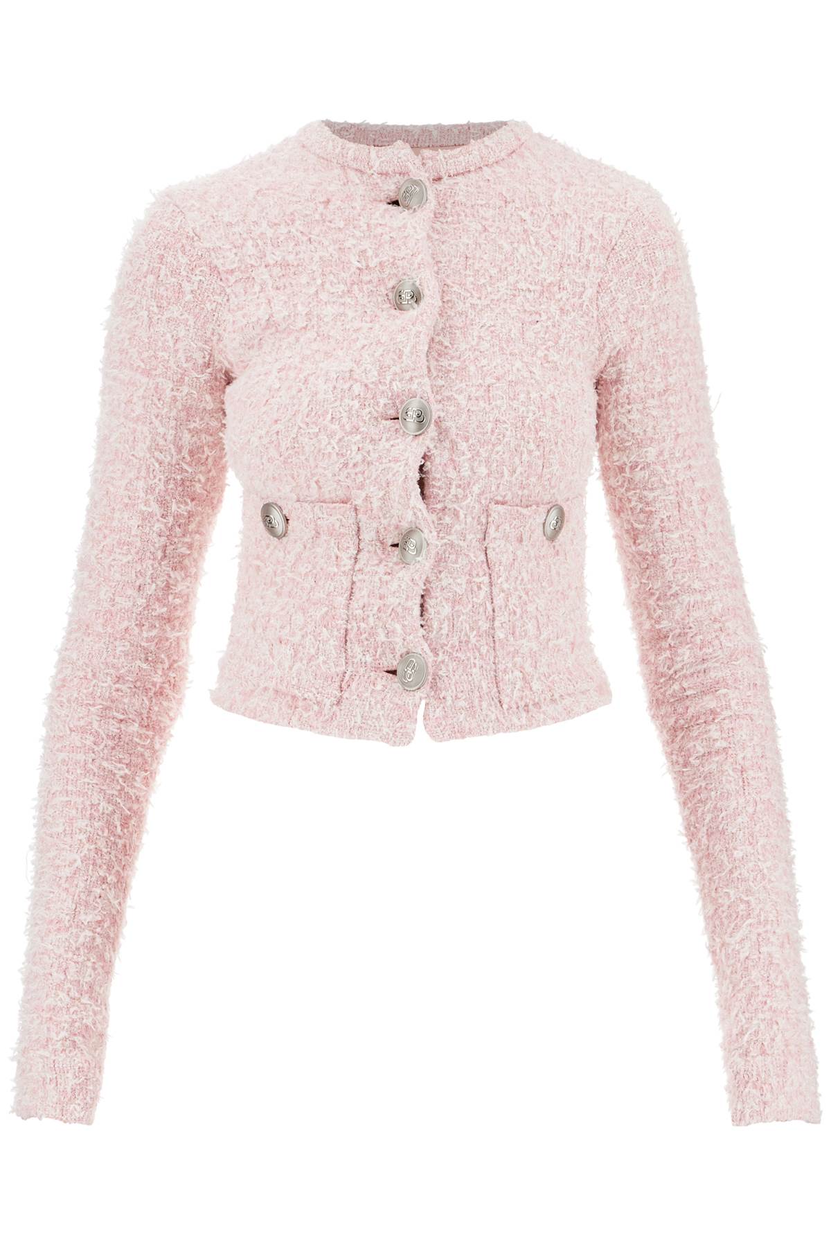 Shop Balenciaga 'bicolor Tweed Cropped Jacket' In Pink