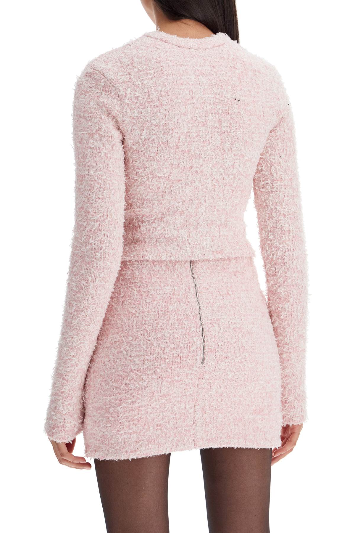 Shop Balenciaga 'bicolor Tweed Cropped Jacket' In Pink