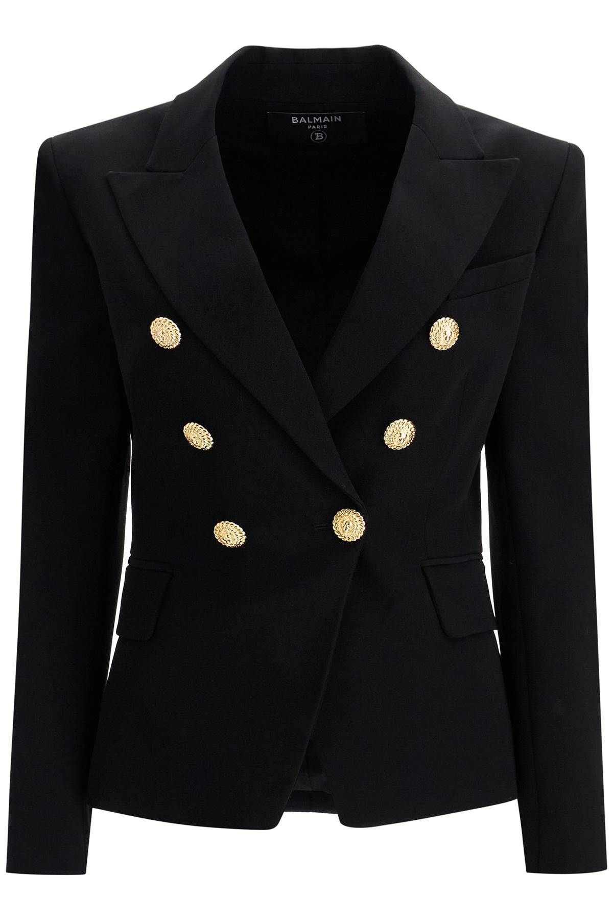 Shop Balmain 6-button Crepe Jacket For Women In Black