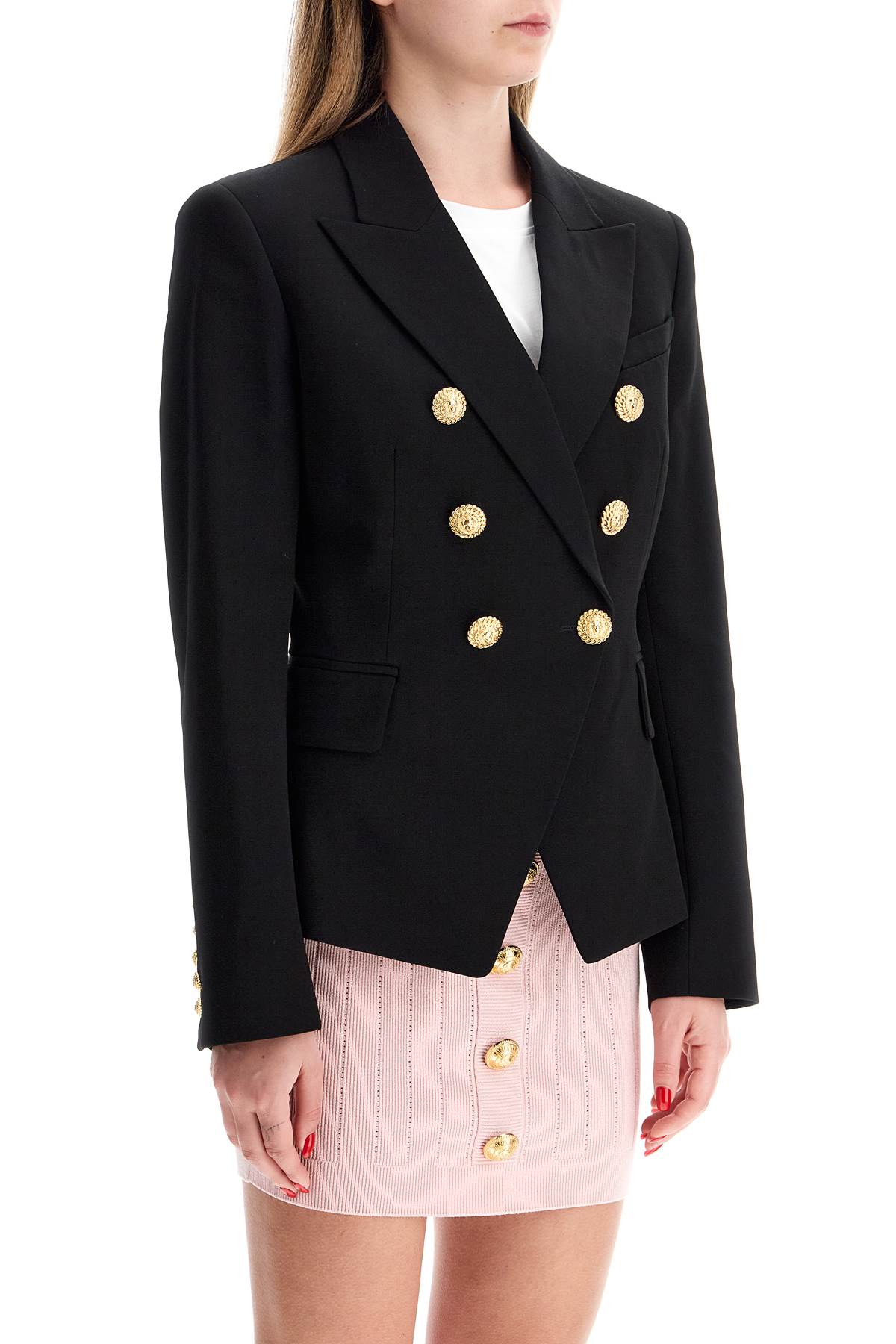 Shop Balmain 6-button Crepe Jacket For Women In Black