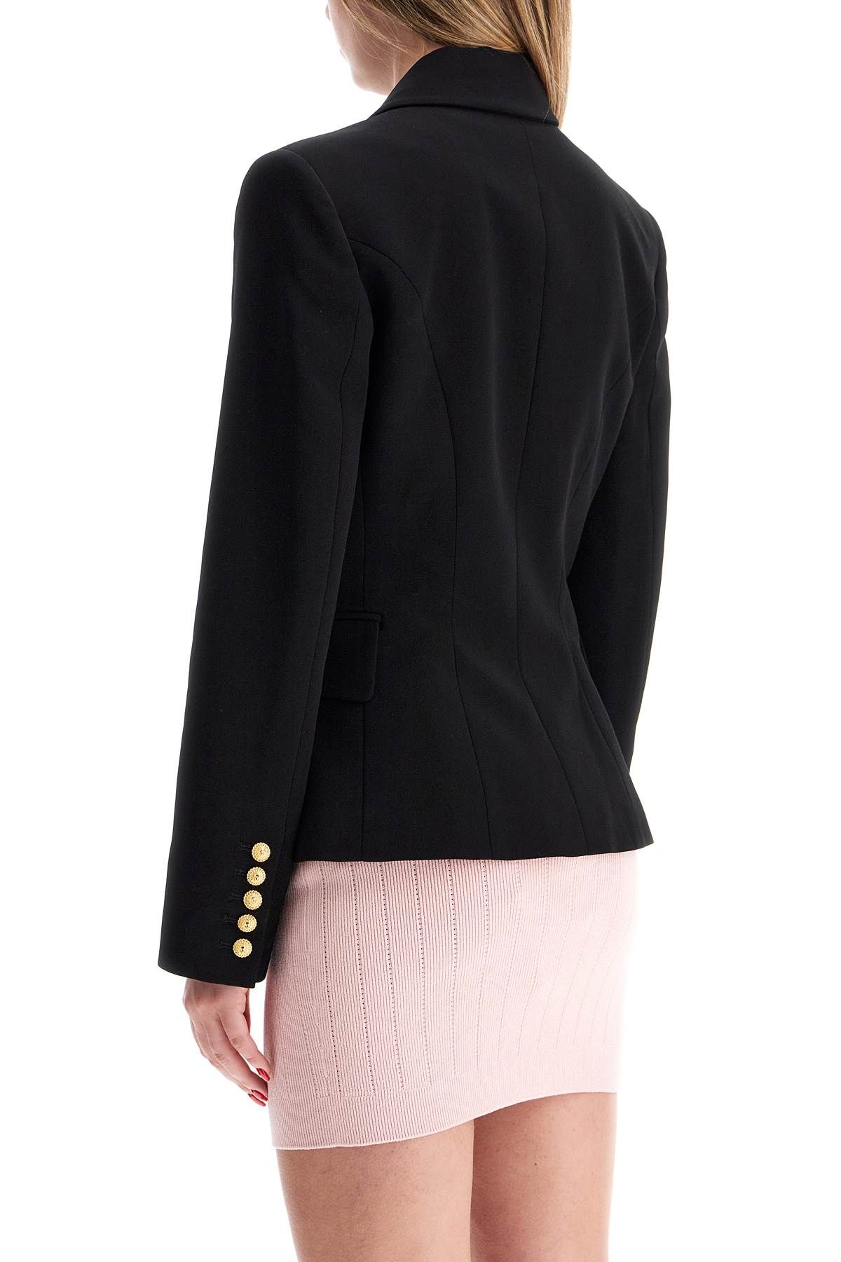 Shop Balmain 6-button Crepe Jacket For Women In Black