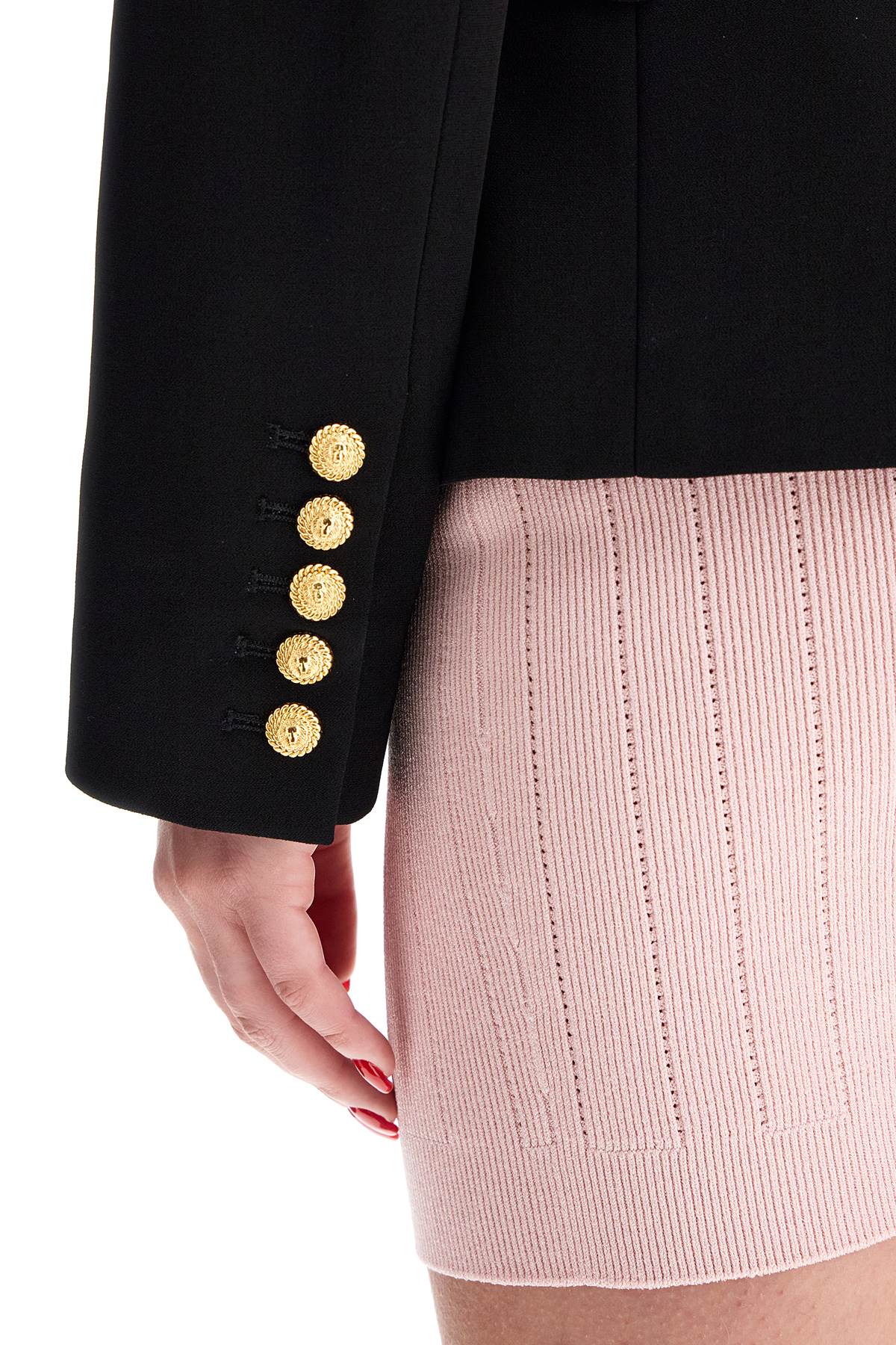 Shop Balmain 6-button Crepe Jacket For Women In Black