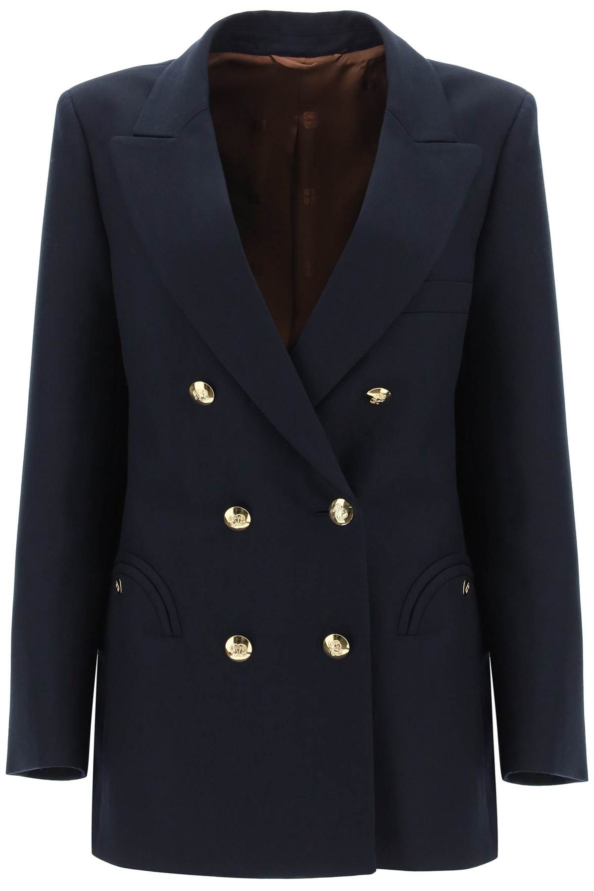 Shop Blazé Milano Everynight Alcanara Double-breasted Blazer In Blue