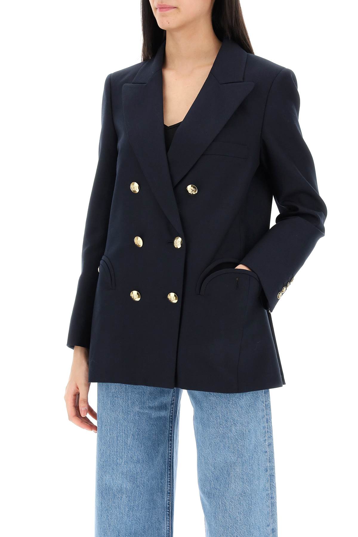 Shop Blazé Milano Everynight Alcanara Double-breasted Blazer In Blue