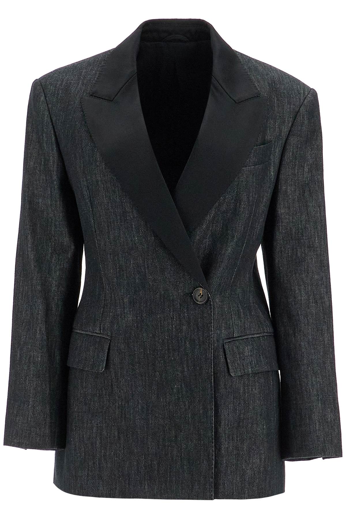 Shop Brunello Cucinelli Denim Effect Twill Blazer In Black