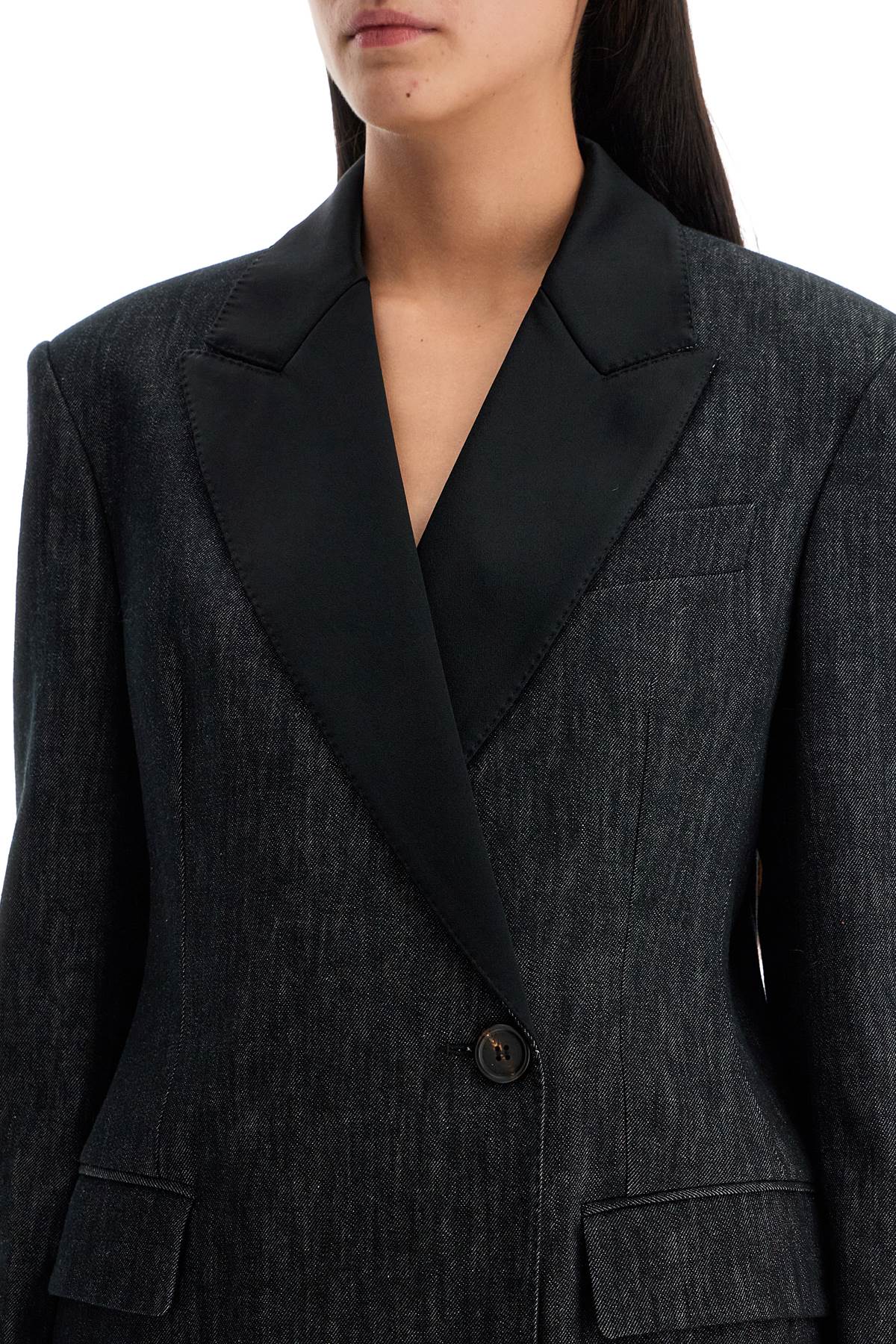 Shop Brunello Cucinelli Denim Effect Twill Blazer In Black