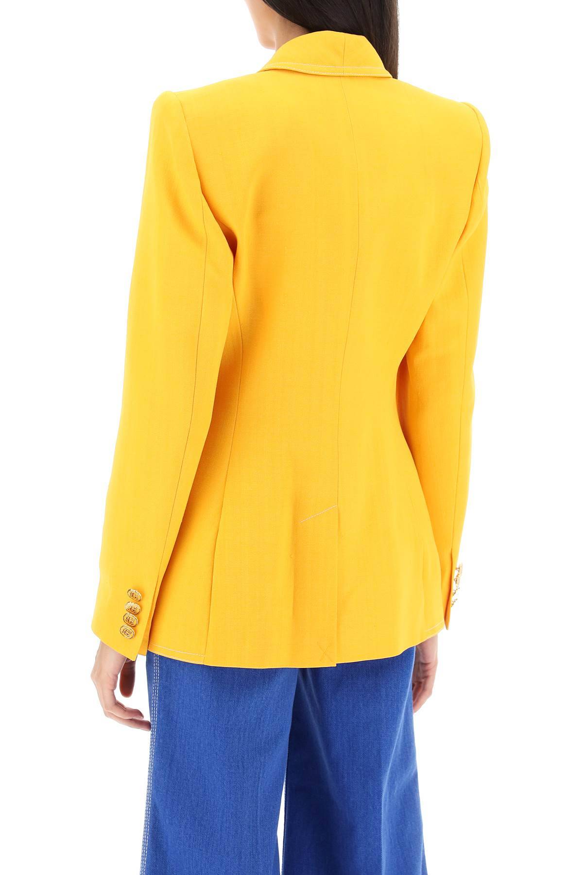 Shop Casablanca Silk Blend Single-breasted Blazer In Yellow