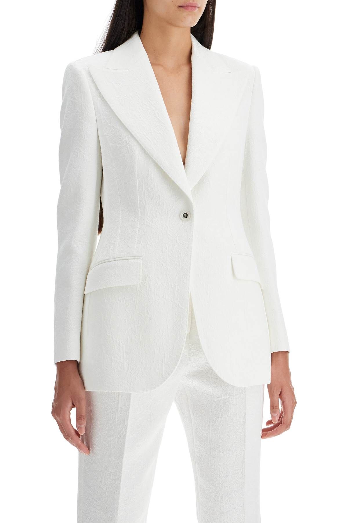 Shop Dolce & Gabbana Turlington Brocade Jacket In White