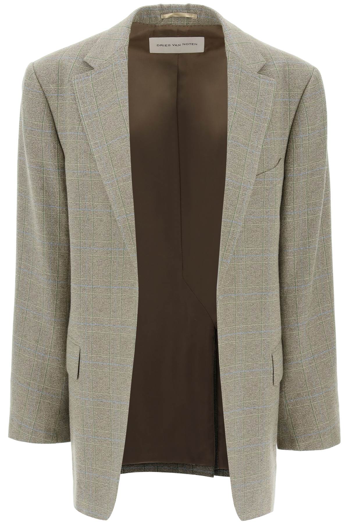 Dries Van Noten "checked Cotton Blend Blazer With Square In Green
