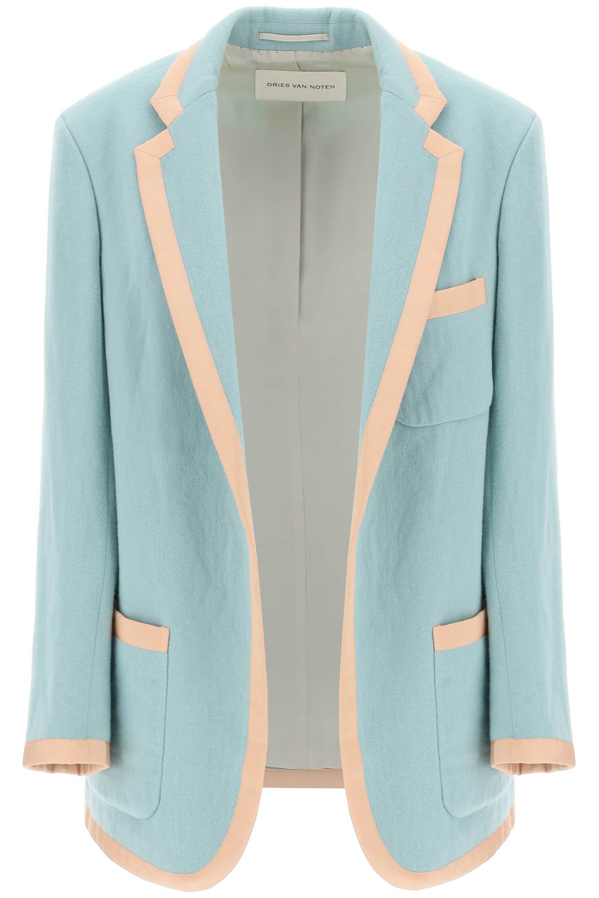 Shop Dries Van Noten Shetland Fabric Blazer Candle In Light Blue