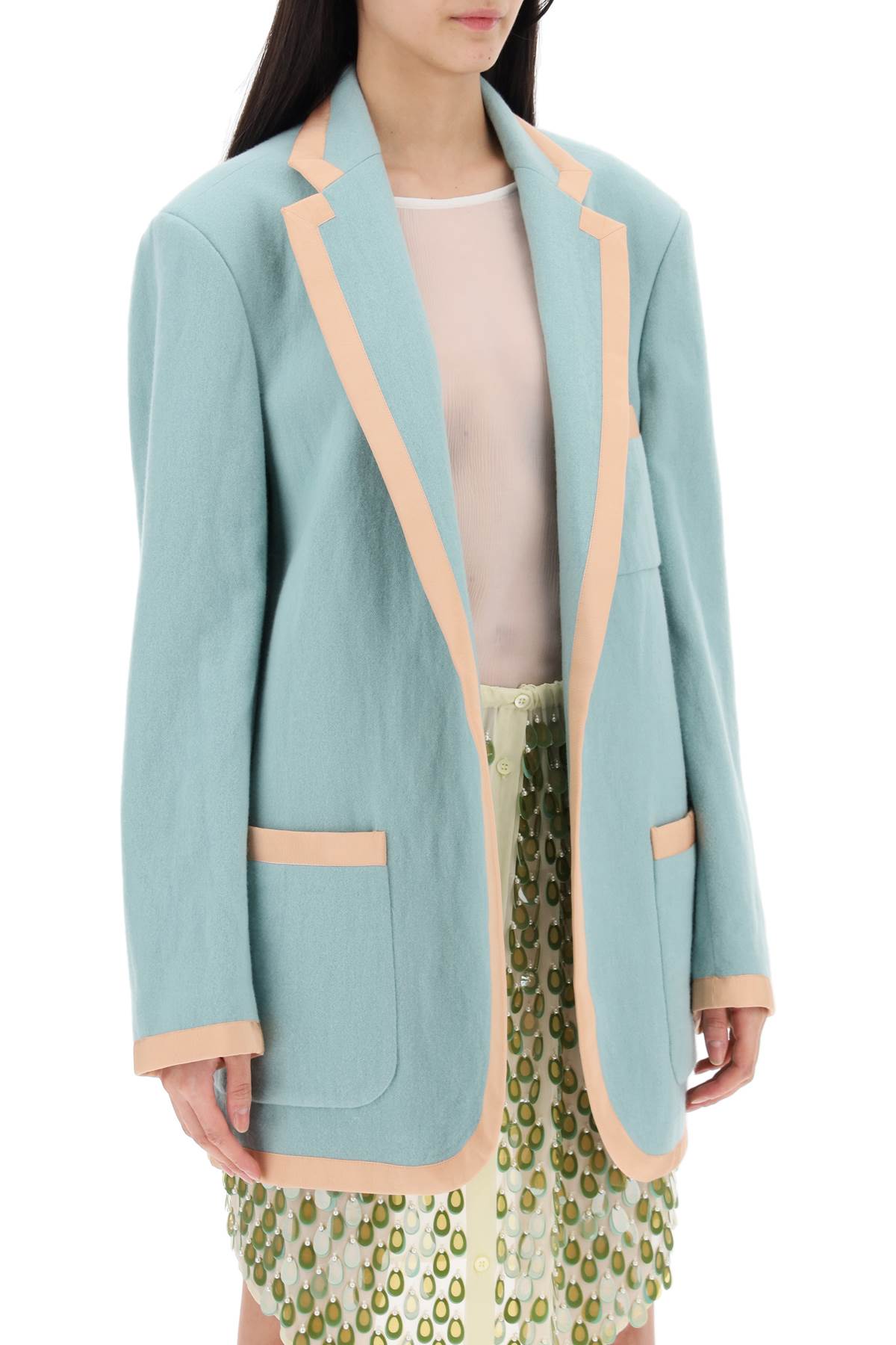 Shop Dries Van Noten Shetland Fabric Blazer Candle In Light Blue