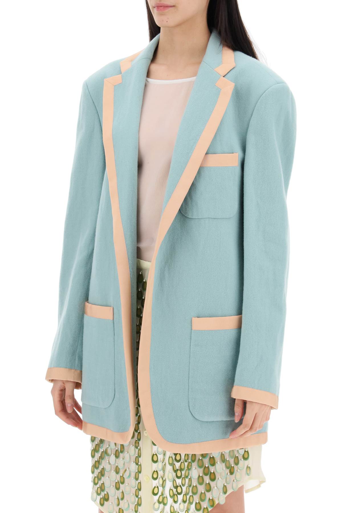 Shop Dries Van Noten Shetland Fabric Blazer Candle In Light Blue