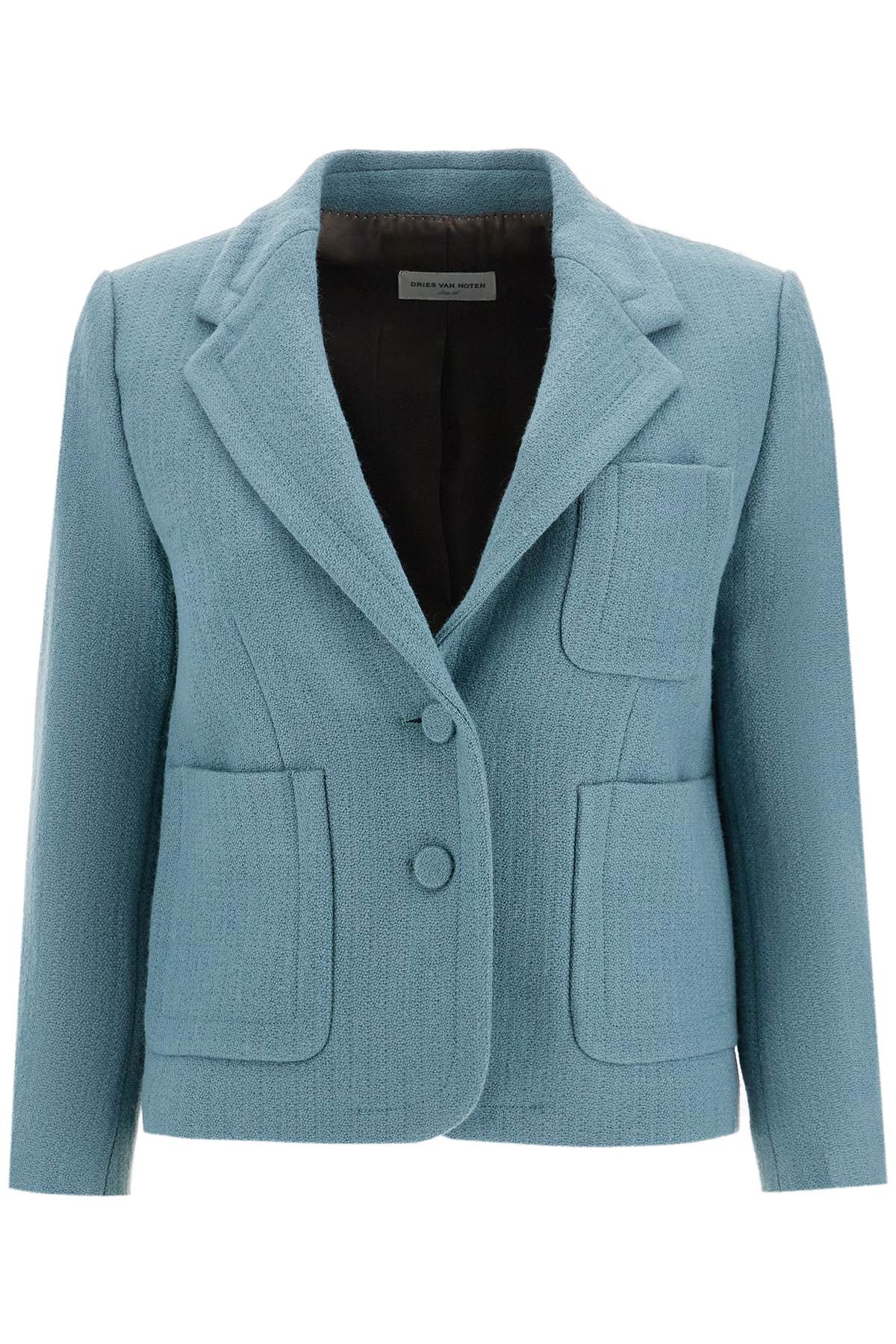 Shop Dries Van Noten Short Wool Jacket For Women By Bam In Light Blue