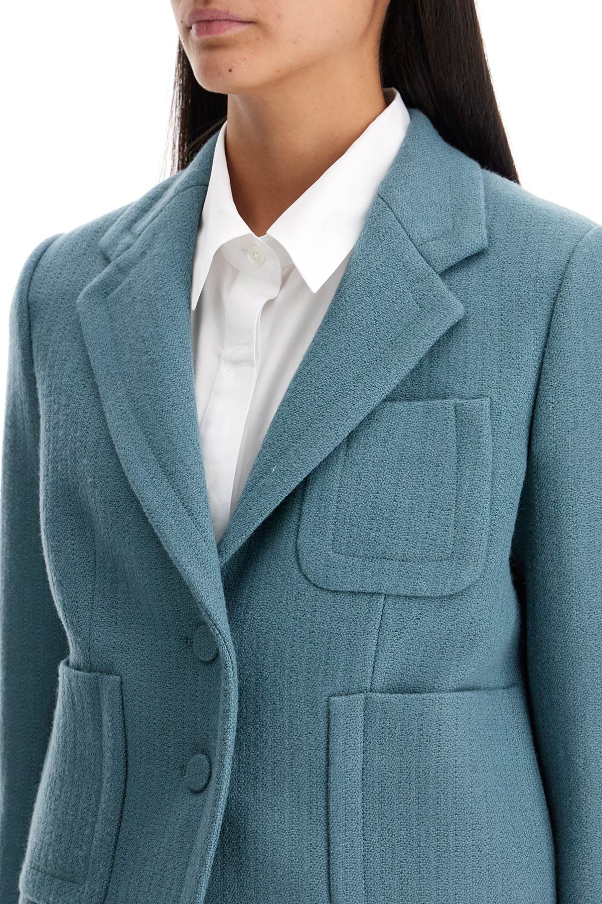 Shop Dries Van Noten Short Wool Jacket For Women By Bam In Light Blue