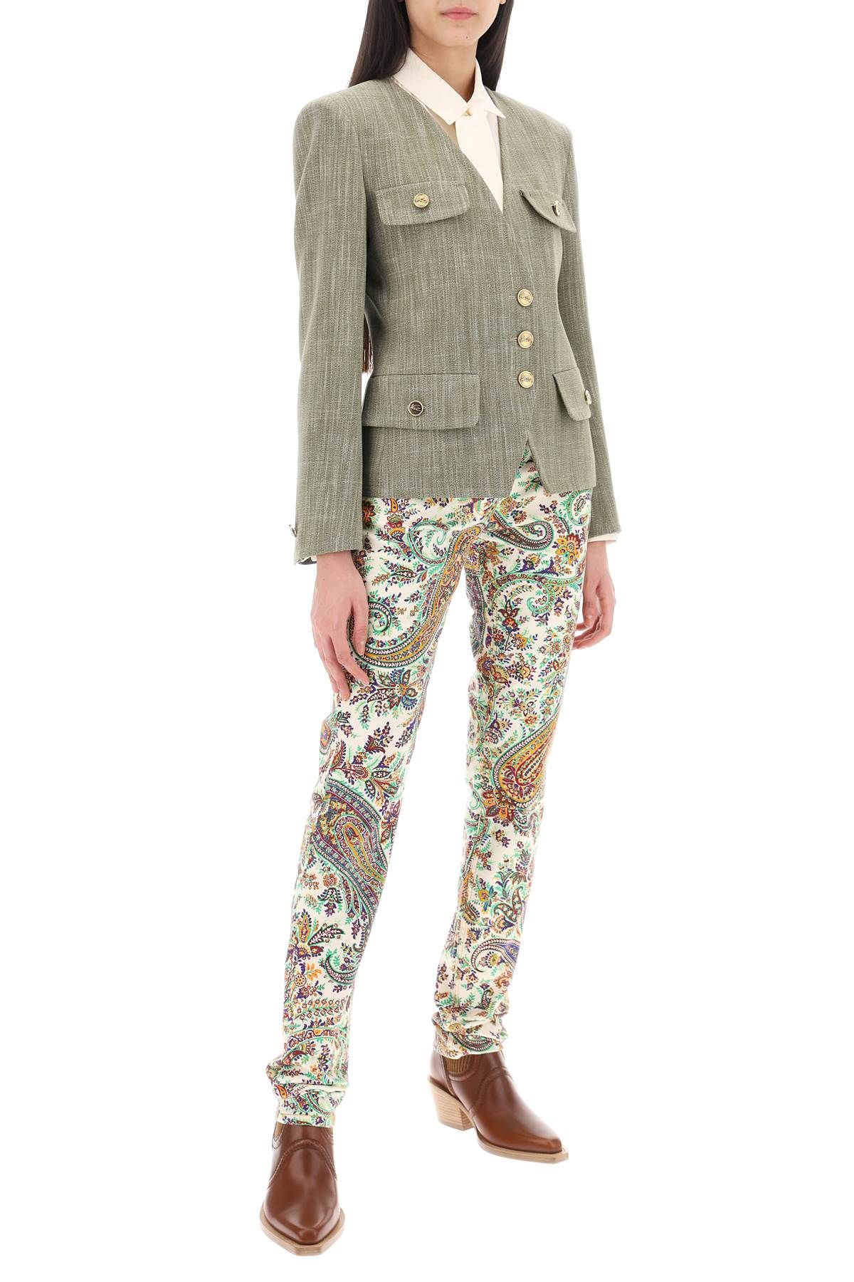 Shop Etro Fitted Jacket With Padded Shoulders In Green