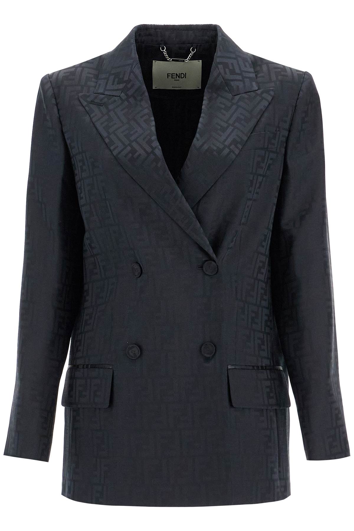 Fendi Satin Crepe Ff Blazer In Black